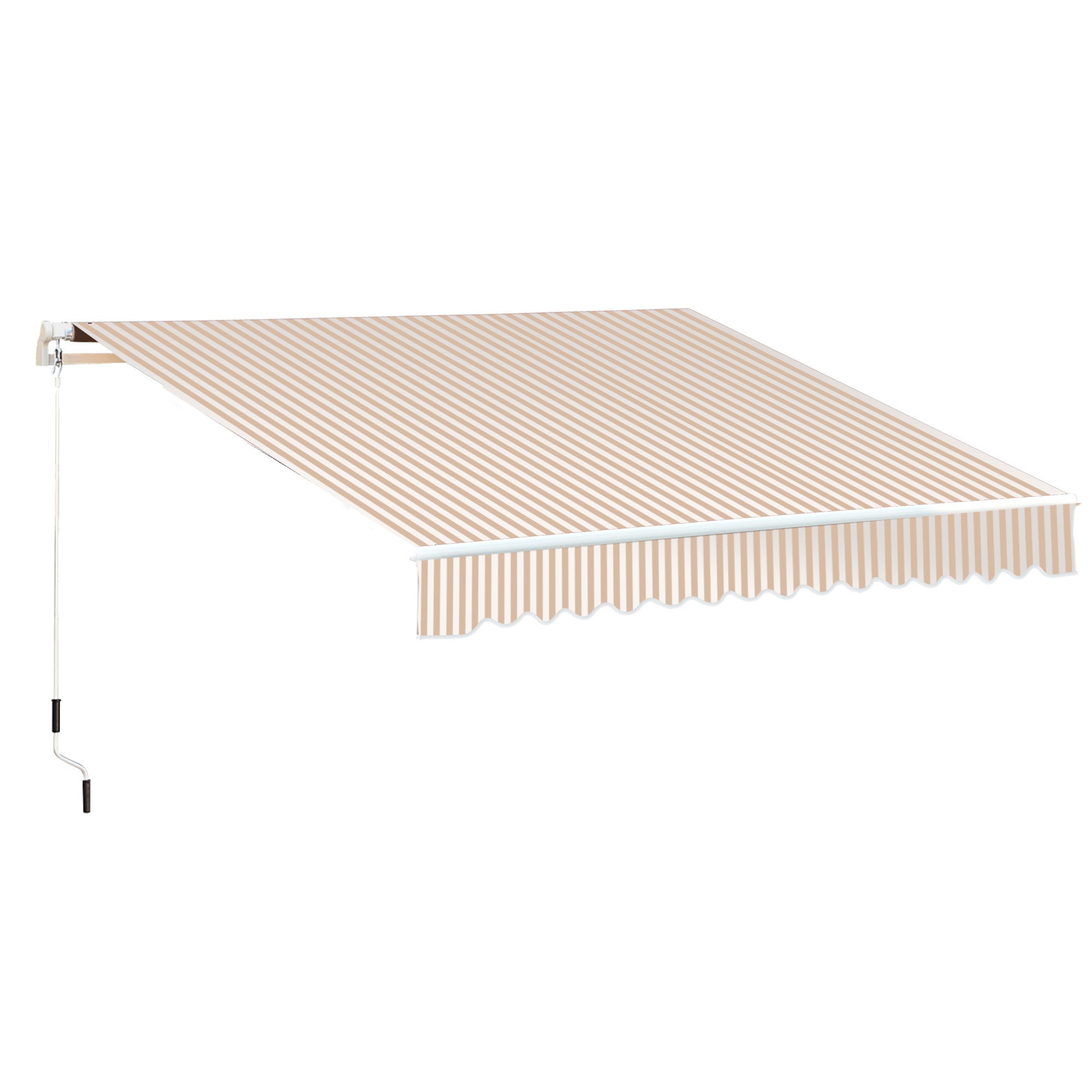 Outsunny 13' x 8' Retractable Awning, Patio Awnings, Sunshade Shelter w/ Manual Crank Handle, UV & Water-Resistant Fabric and Aluminum Frame for Deck, Balcony, Yard, Beige Stripes