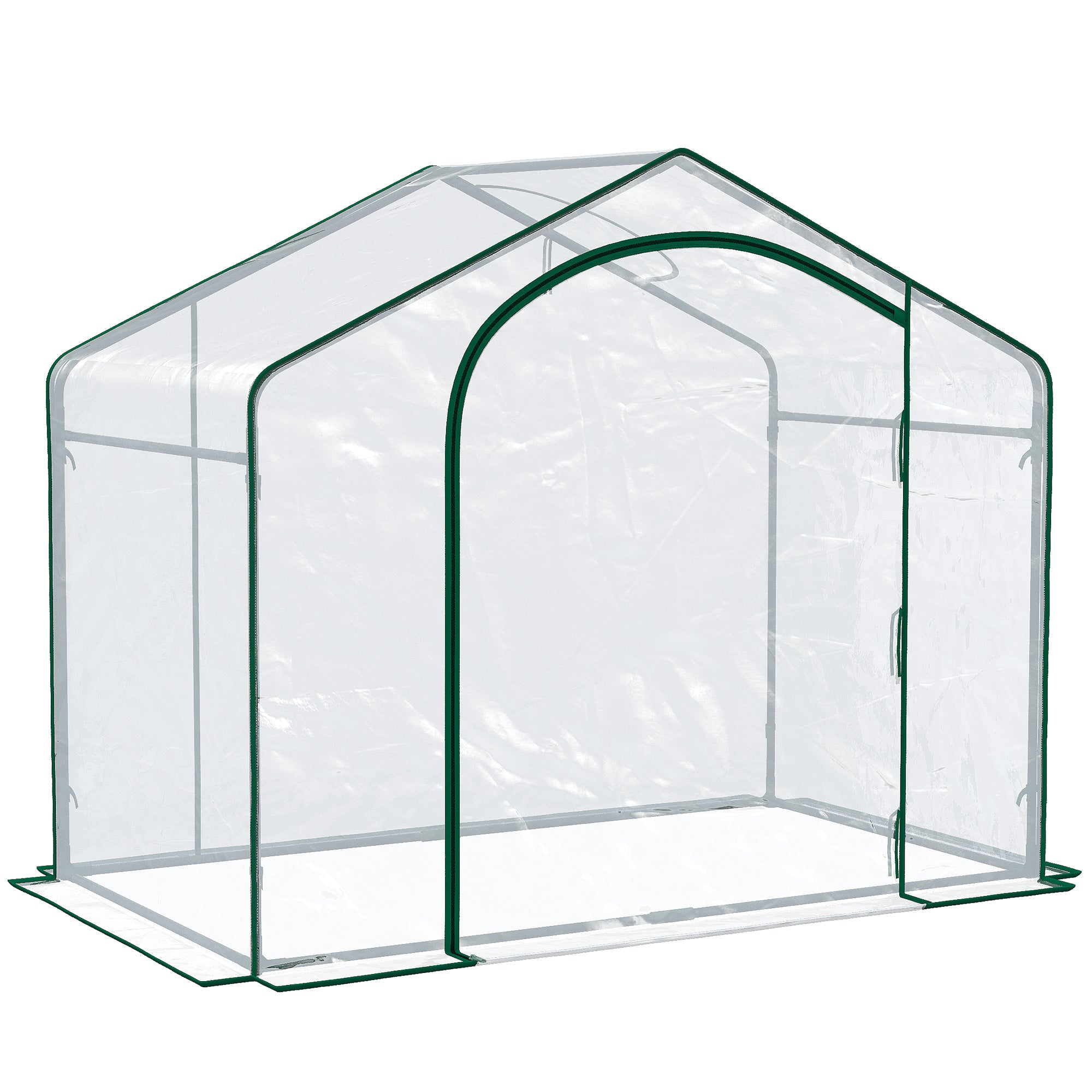 Outsunny 6' x 3' x 5' Portable Walk-in Greenhouse, PVC Cover, Steel Frame Garden Hot House, Zipper Door, Top Vent for Flowers, Vegetables, Saplings, Clear