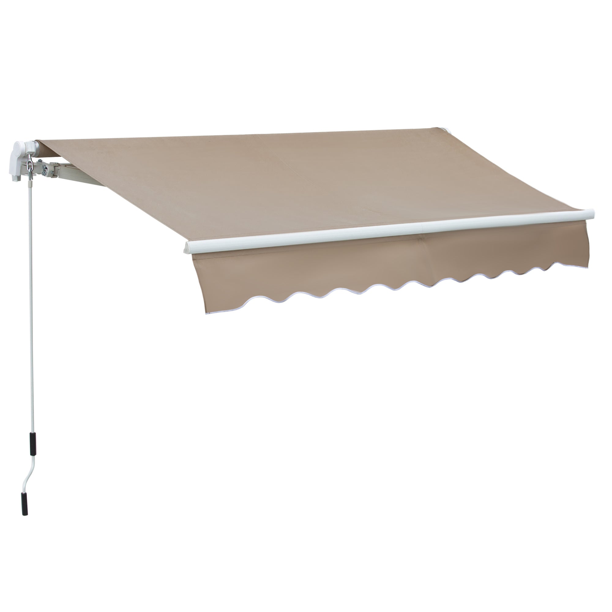Outsunny 8' x 7' Patio Retractable Awning, Manual Exterior Sun Shade Deck Window Cover, Brown