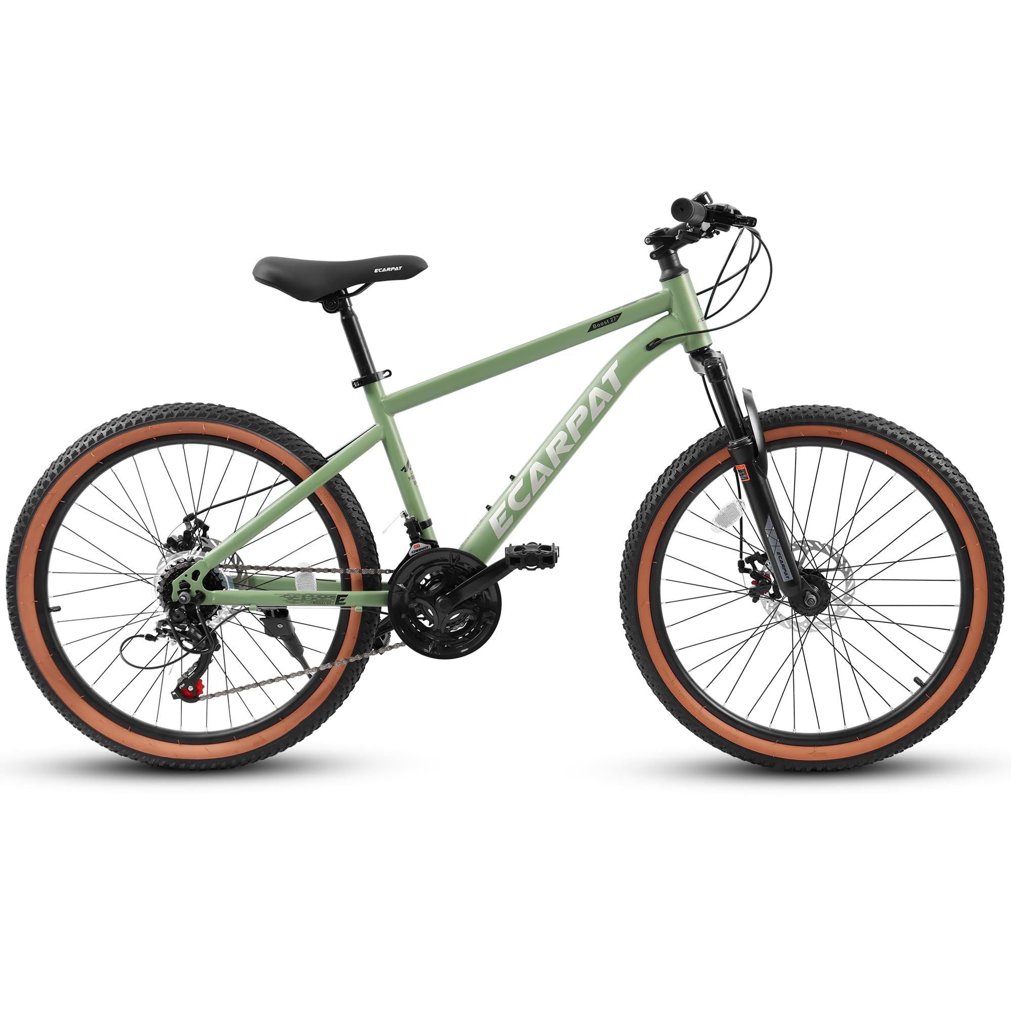 Ecarpat Mountain Bike 27.5 Inch Wheel, 21-Speed Disc Brakes Trigger Shifter, Carbon Steel Frame Mens Womens Trail Commuter City Snow Beach Mountain Bi