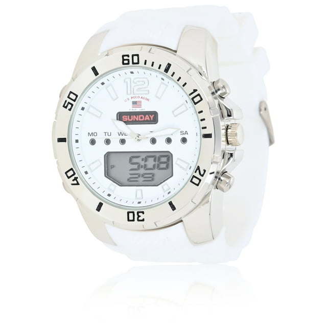 U.S. Polo Assn. Male Watch Analog and Digital in Silver with Silicone Strap (US9768WM )