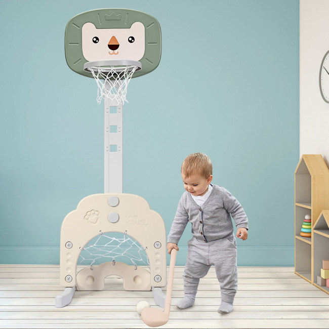 3-in-1 Adjustable Kids Basketball Hoop Sports Set