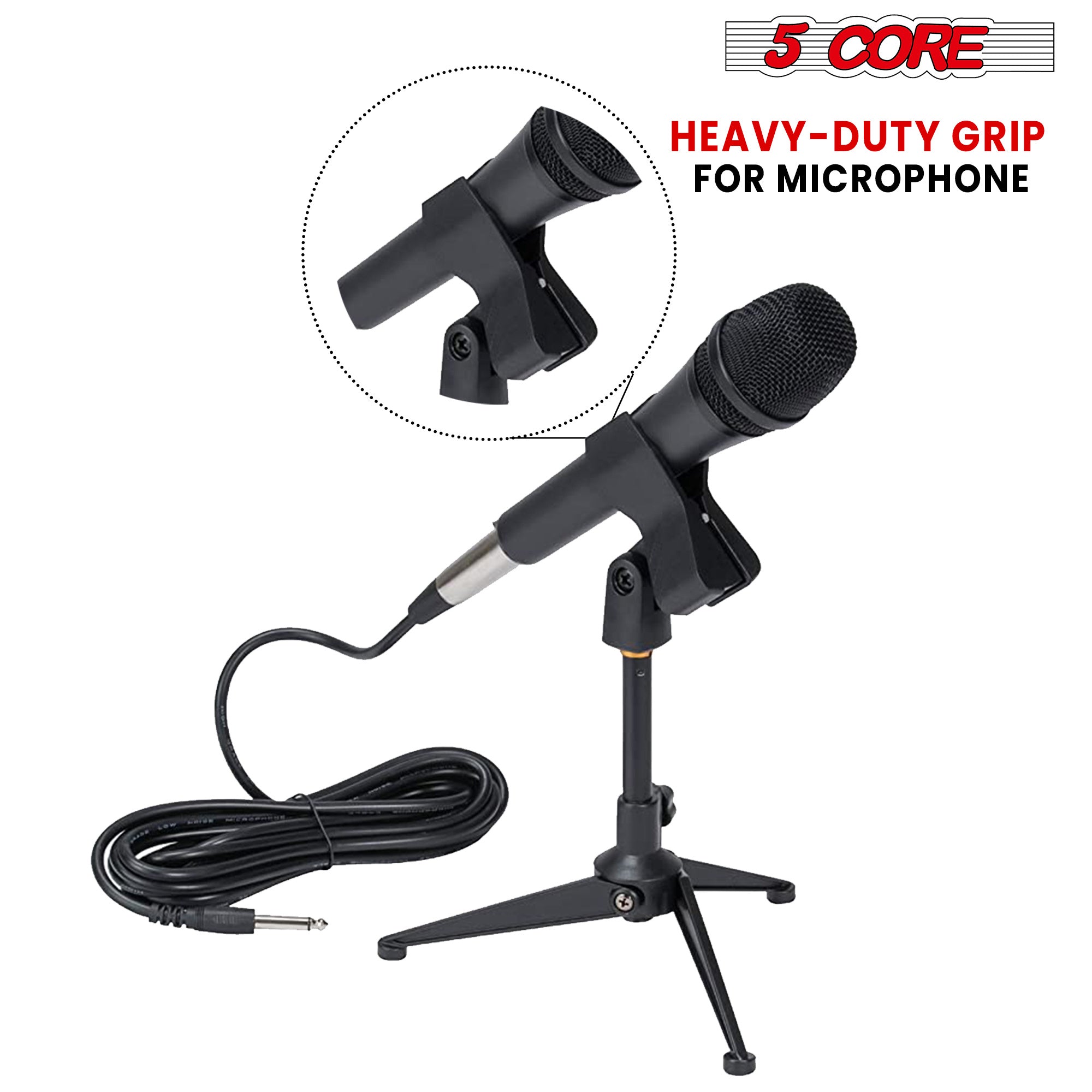 5 Core Durable Spring Loaded Premium Microphone Clips/Compatible with Most Handheld Transmitters Less Than 4.5 cm - MC 04
