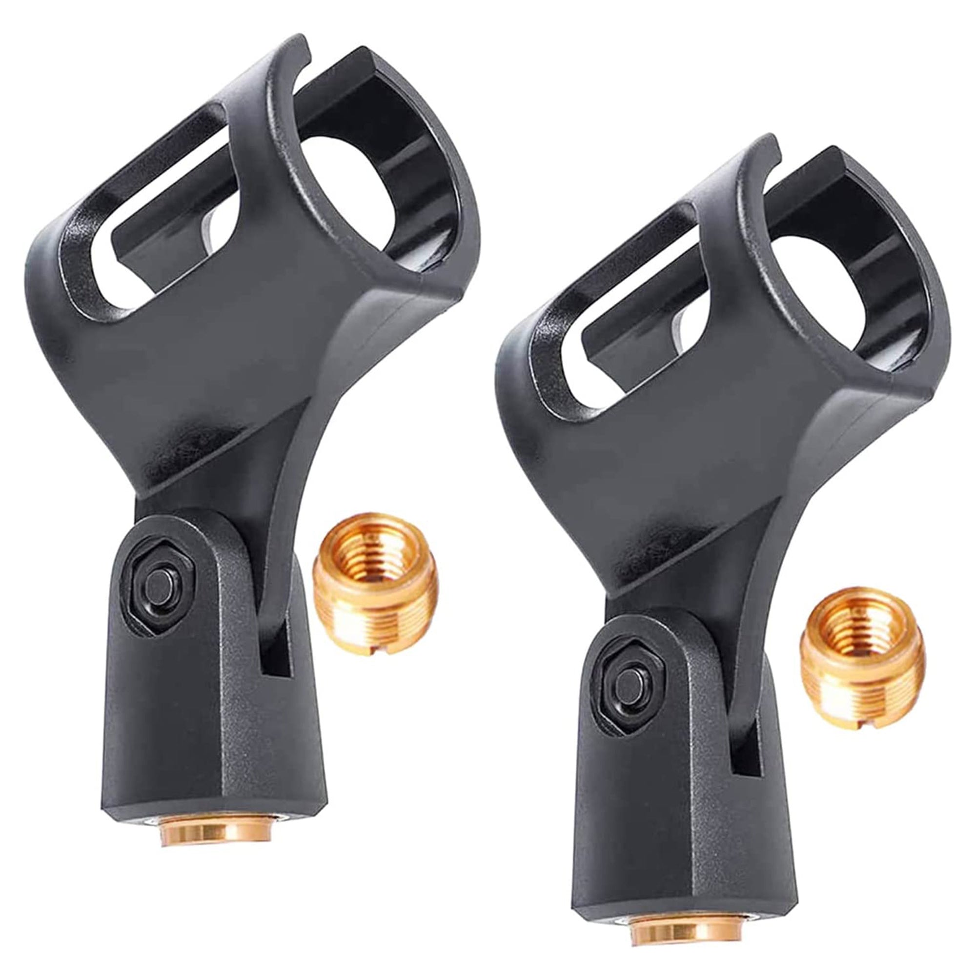 5 Core Mic Clips for Stands 2 Pieces Microphone Clip Holder Universal Adjustable with 5/8" Male to 3/8" Female Screw Adapter Suitable for Handheld Mic