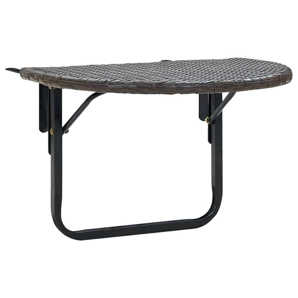 Patio Table Brown 23.6"x23.6"x15.7" Poly Rattan