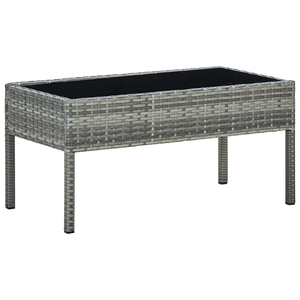 Patio Table Gray 29.5"x15.7"x14.6" Poly Rattan