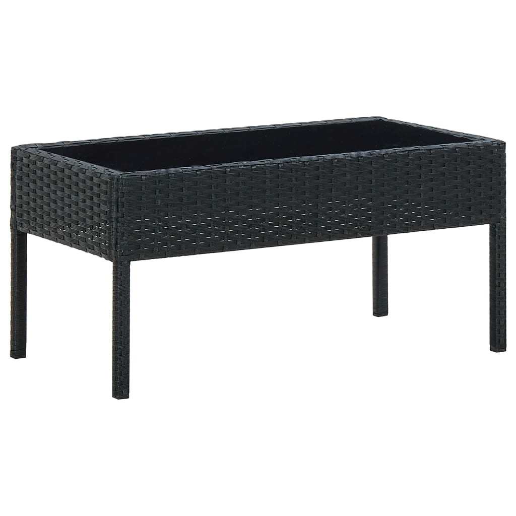 Patio Table Black 29.5"x15.7"x14.6" Poly Rattan
