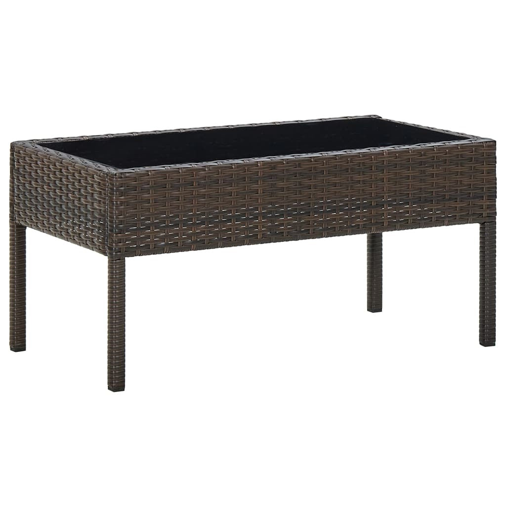 Patio Table Brown 29.5"x15.7"x14.6" Poly Rattan