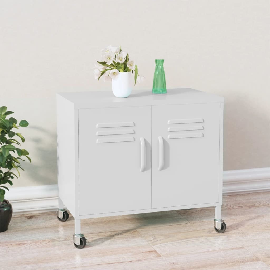 Storage Cabinet White 23.6"x13.8"x22" Steel