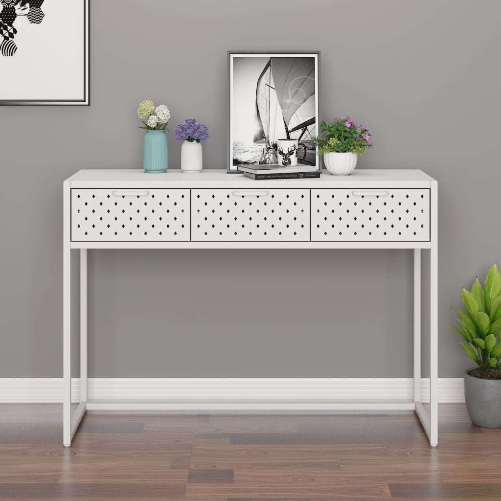 Console Table White 41.7"x13.8"x29.5" Steel