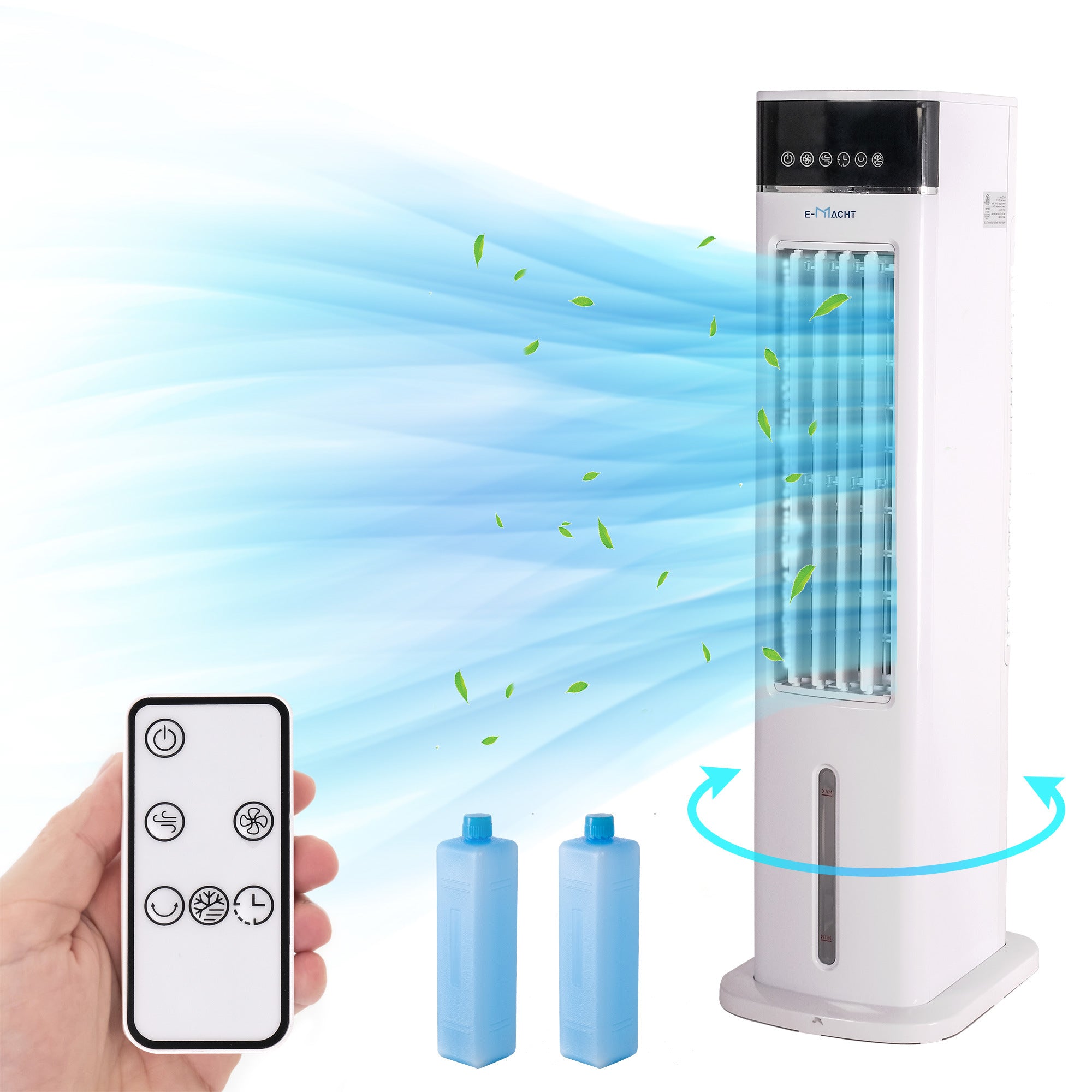 3-in-1 Portable Evaporative Cooler Fan Humidifier w/ Remote Control; 12H Timer; 3 Wind Speeds; 3L Water Tank