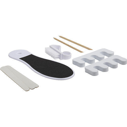 SPA ACCESSORIES by Spa Accessories SET-8 PIECES PEDICURE SET WITH FOOT FILE & NAIL BRUSH & CUTICLE STICKS(2) & EMERY BOARDS( 2) & TOE SEPARATORS(2) - WHITE