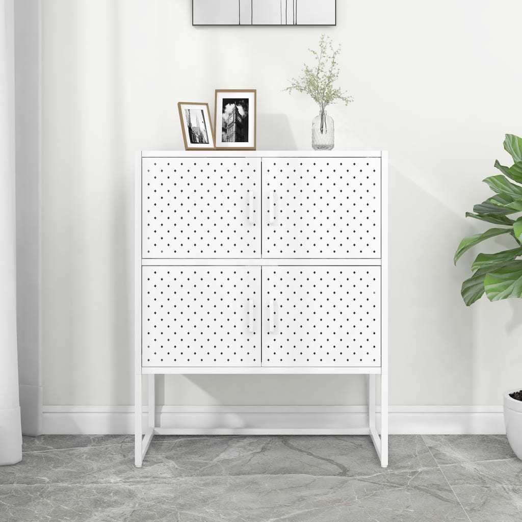 Highboard White 31.5"x13.8"x39.4" Steel