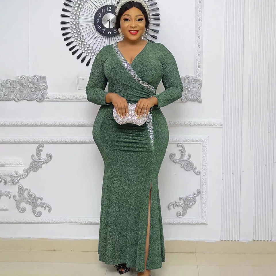 African Slim Fit Sequin Party Dress