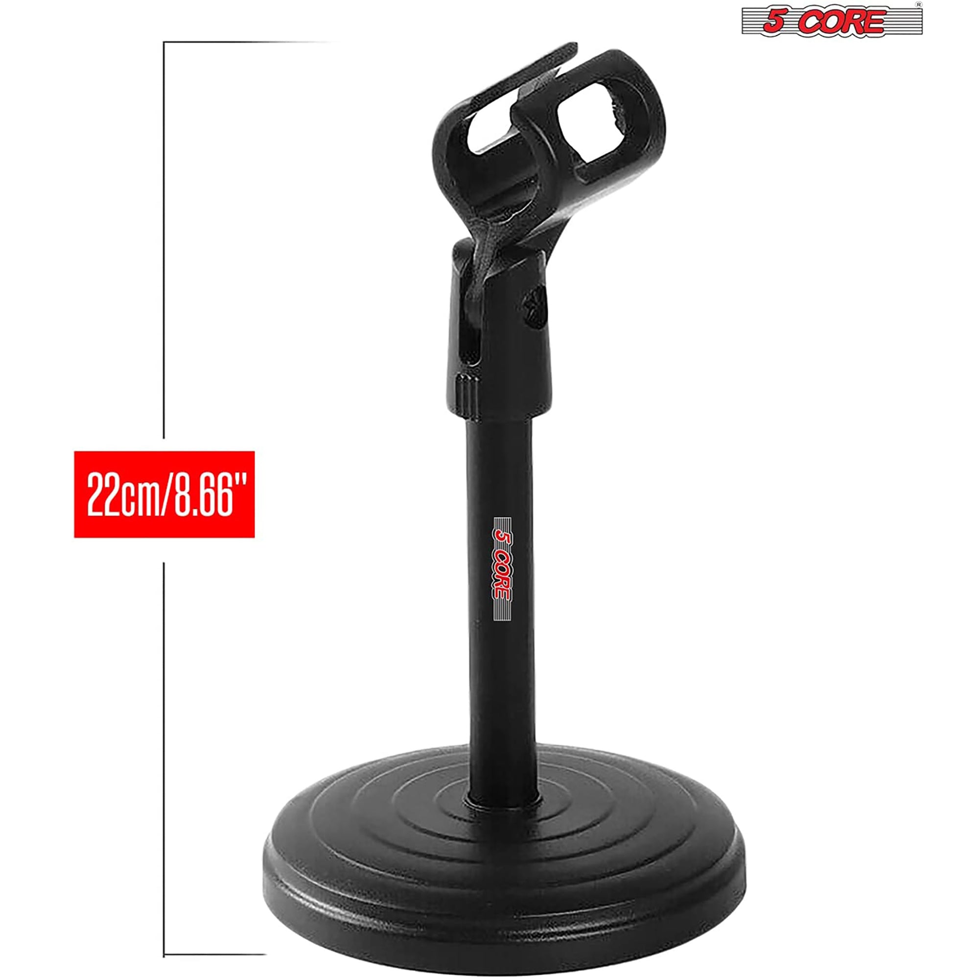 5 Core Desk Microphone Stand • Angle Adjustable Desktop Mic Stand • Table Mic Holder with Universal Mic Clip- MS RBS