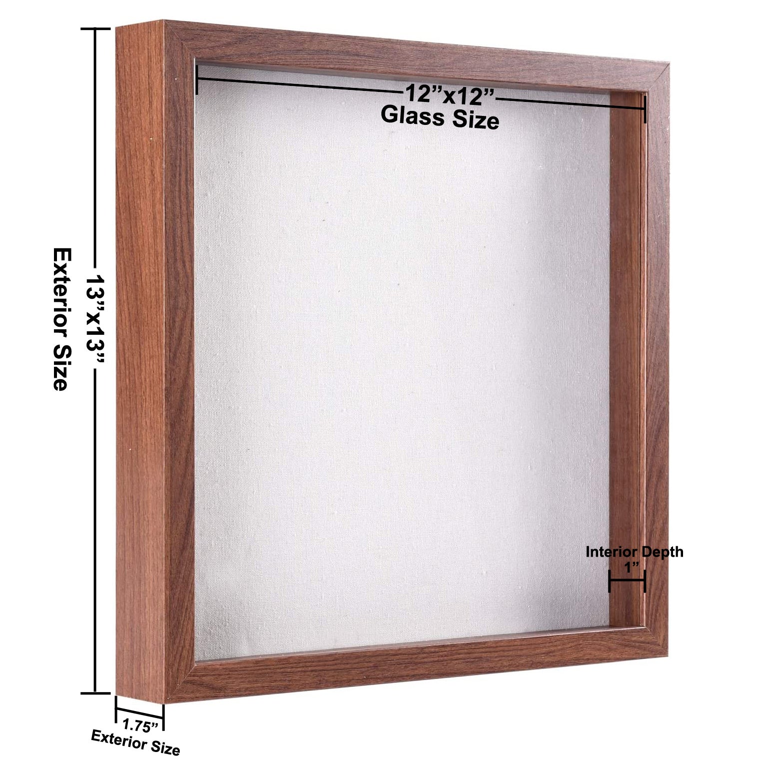 ( Don't Sell on Amazon; Wayfair ) Square Shadow Box Picture Frame Linen Background Real Glass Front for Memorabilia; Scrapbooking; Keepsake; 12x12