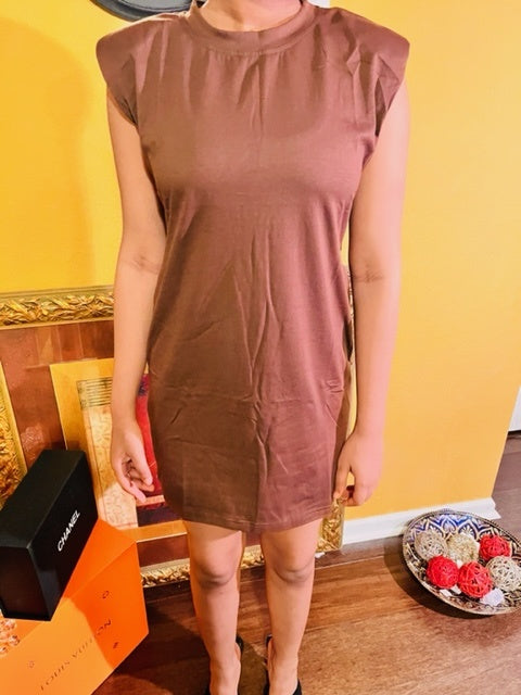 Padded Shoulder T-Shirt Mini Dress