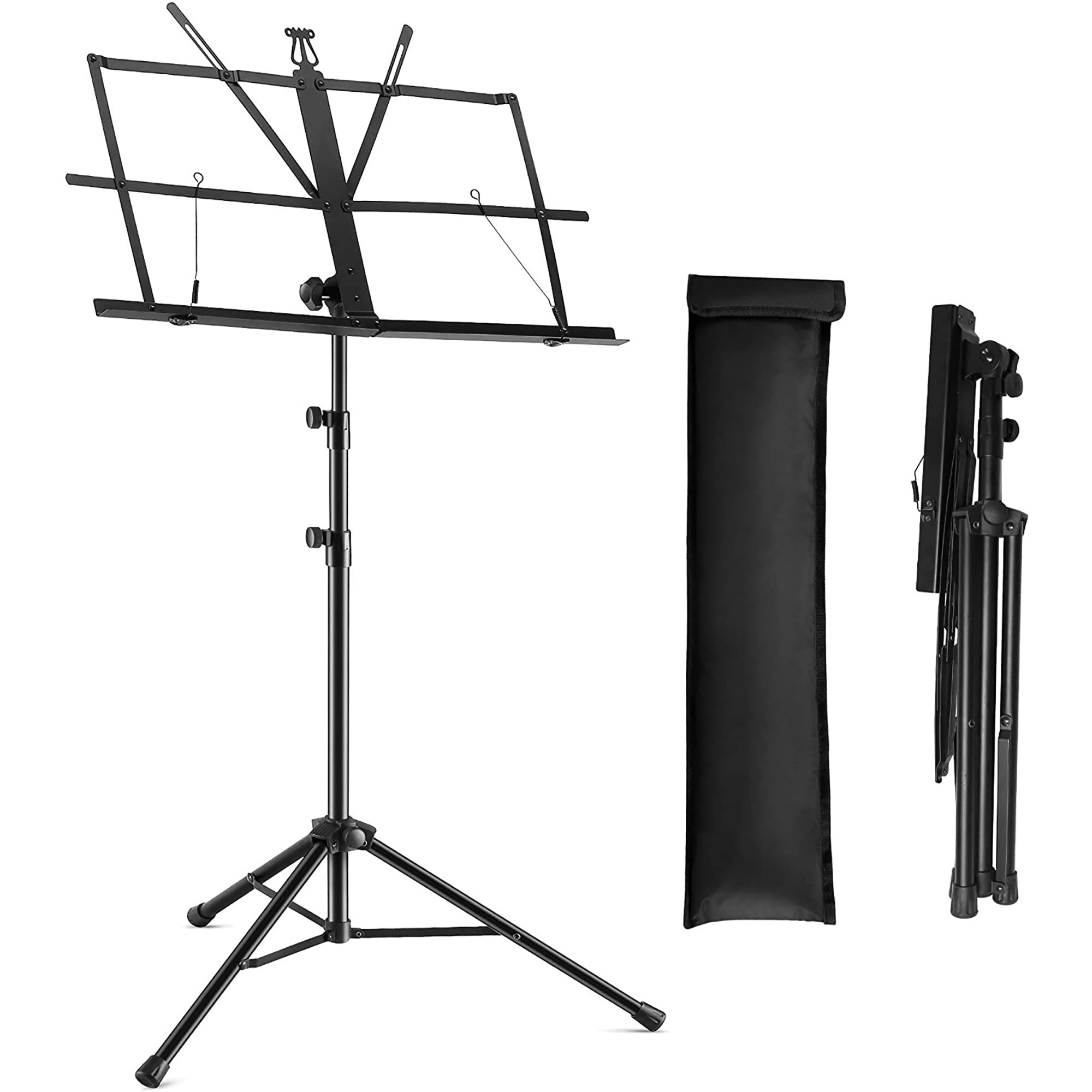 5 Core Music Stand 2 in 1 Dual-Use Folding Sheet Music Stand & Desktop Book Stand Portable and Lightweight with Music Sheet Clip Light & Carrying Bag Suitable for Instrumental Performance-MUS FLD