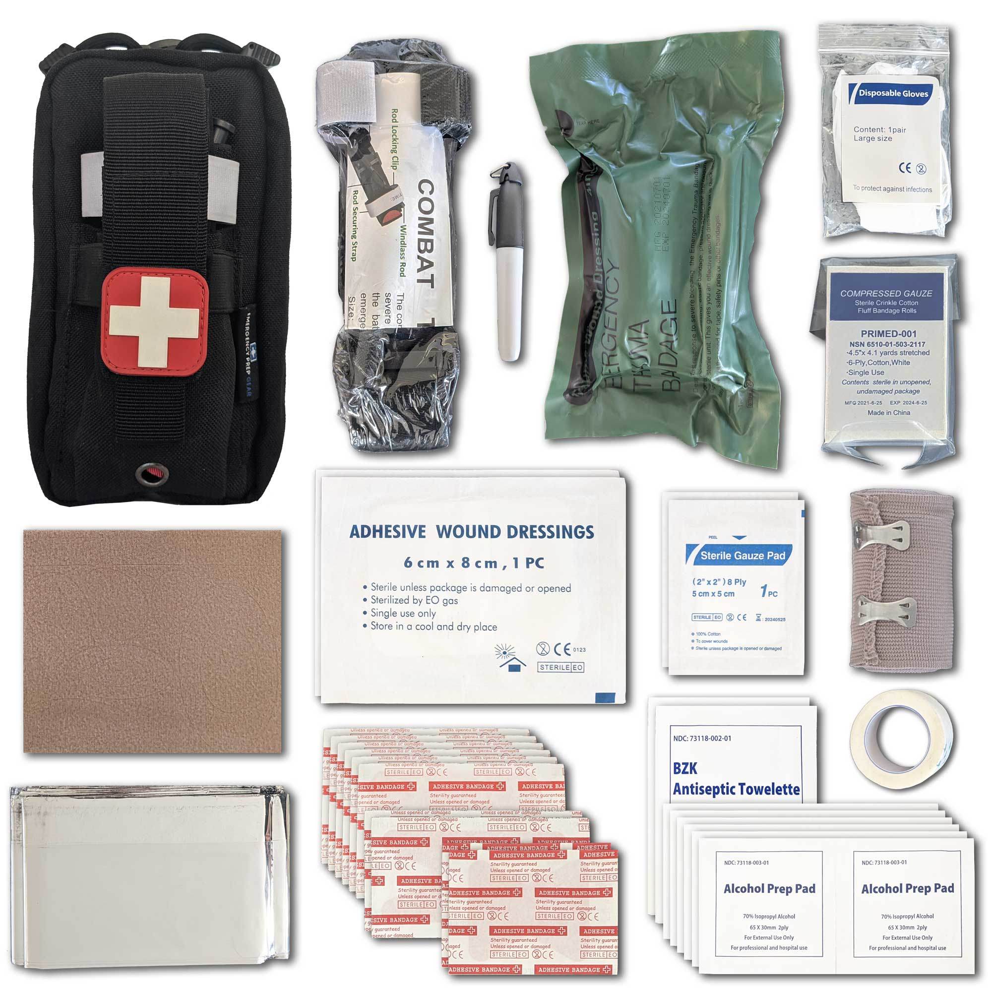 Field First Aid Kit (IFAK) | 44 Piece | Compact Personal First Aid Kit | Backpacking; Camping; Emergency; Travel; Tactical; Go Bag; Bug Out Bag; 72 Hour Kit; Essentials; Survival IFAK