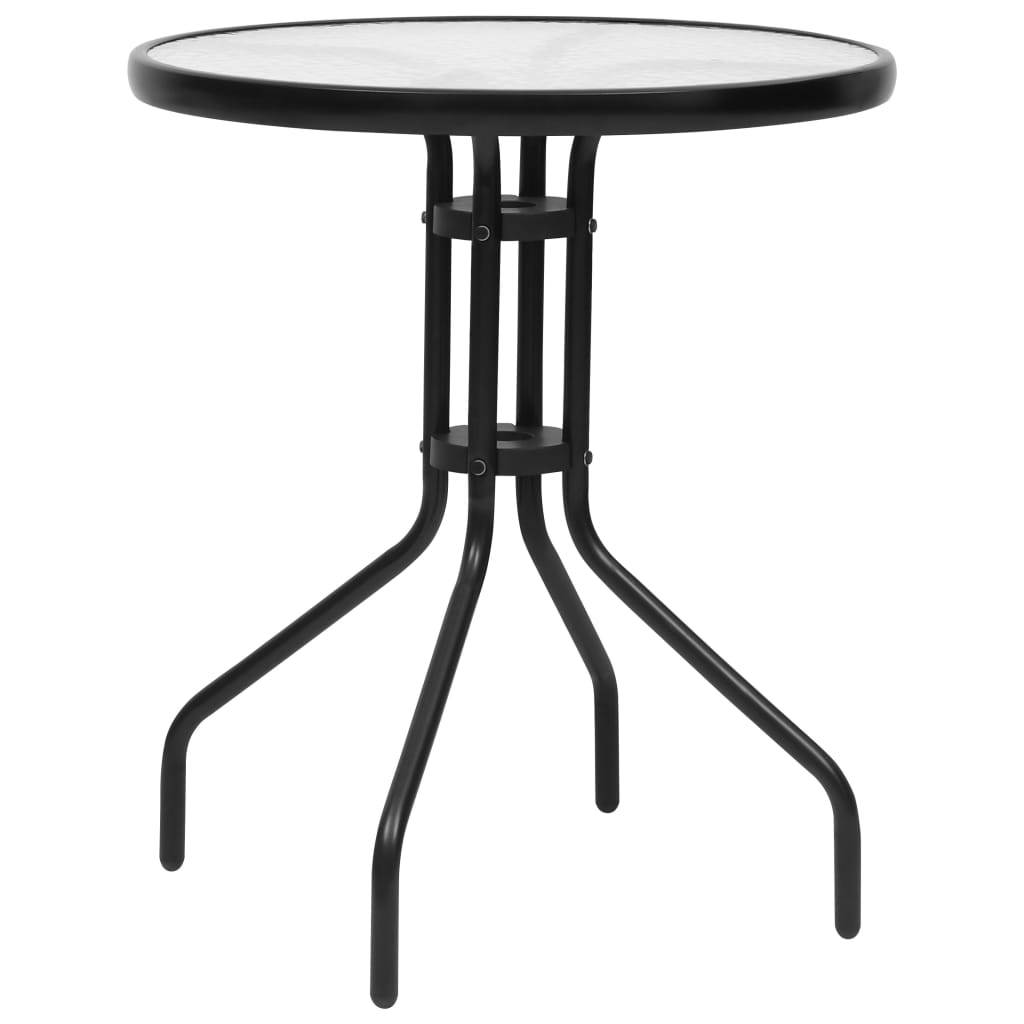 Patio Table Black Ø23.6"x27.6" Steel