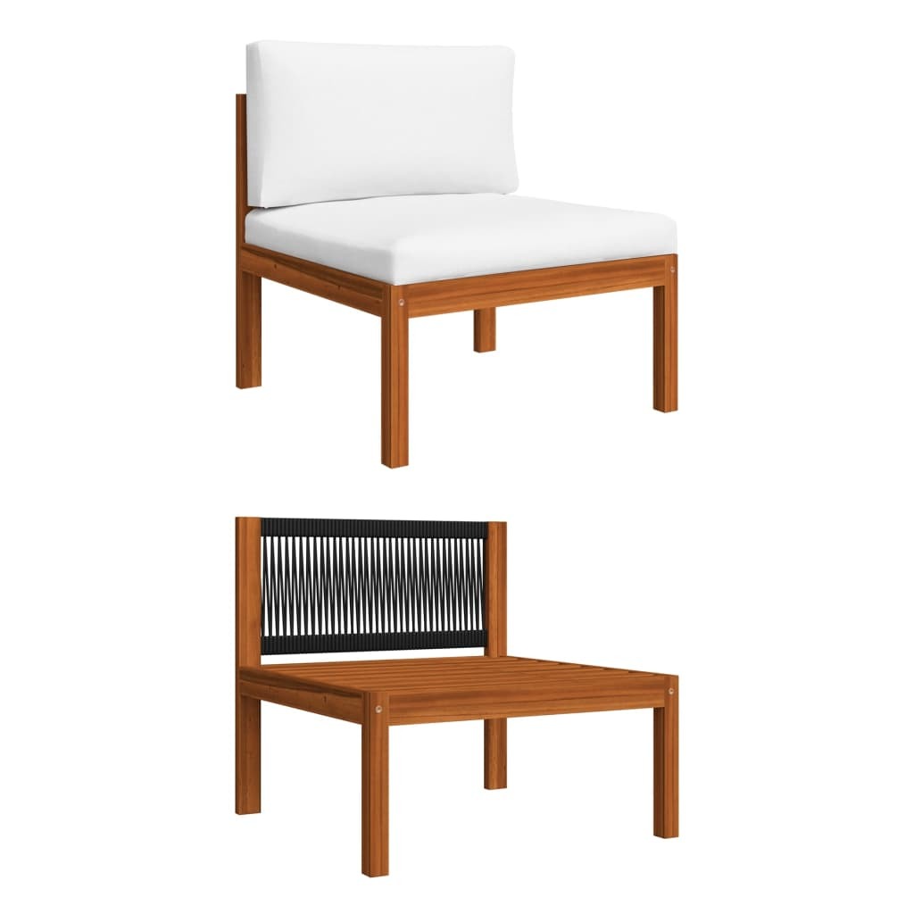 Patio Middle Sofa with Cushions Solid Acacia Wood