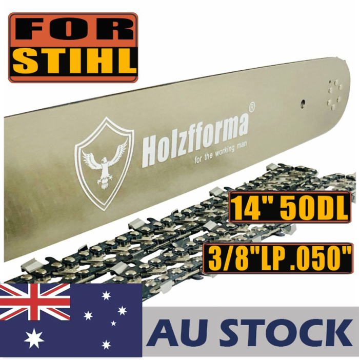 Holzfforma® 14inch Guide Bar &Saw Chain Combo 3/8LP .050 50DL Compatible With Stihl MS170 MS180 MS181 MS190 MS191T MS192T MS200 MS200T MS210 MS211 MS230 MS250 017 018 020 021 023 025 Chainsaw