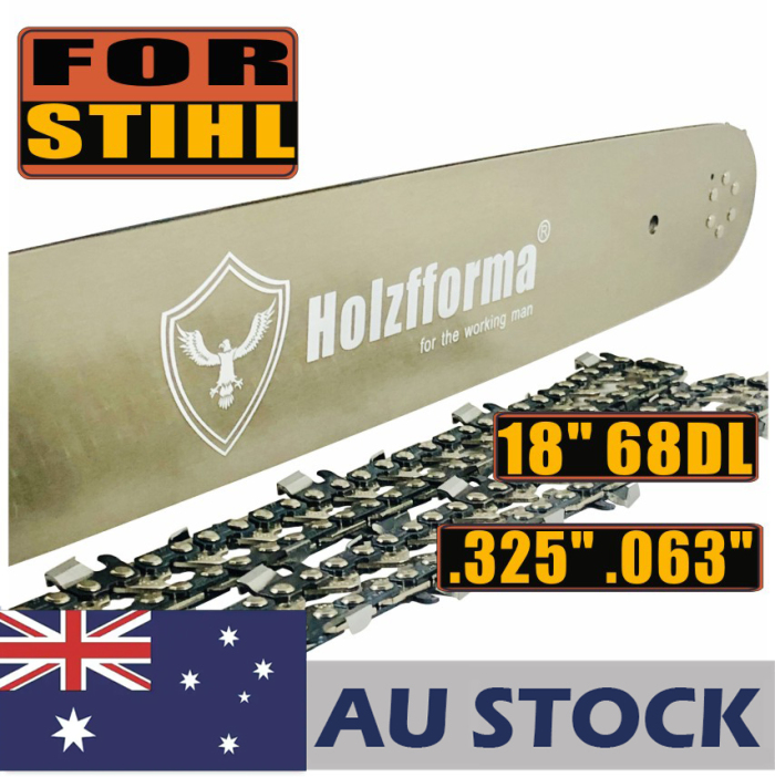 Holzfforma® 18Inch Guide Bar &Saw Chain Combo .325 .063 68DL Compatible With Stihl MS170 MS171 MS180 MS181 MS190 MS191T MS192T MS200 MS210 MS211 MS230 MS250 017 018 020 021 023 025