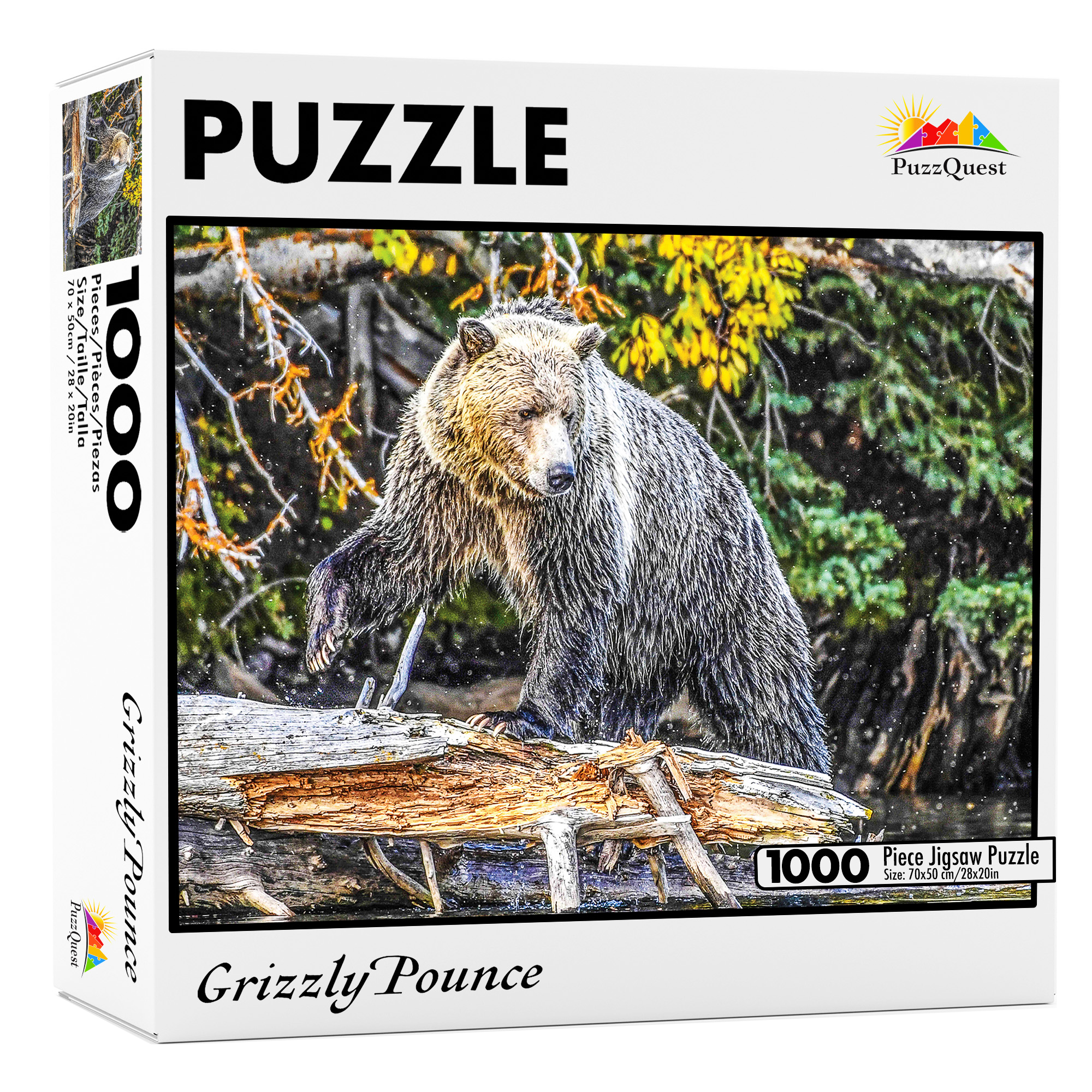 Grizzly Pounce 1000 Piece Fine Art Jigsaw Puzzle for Teens and Adults