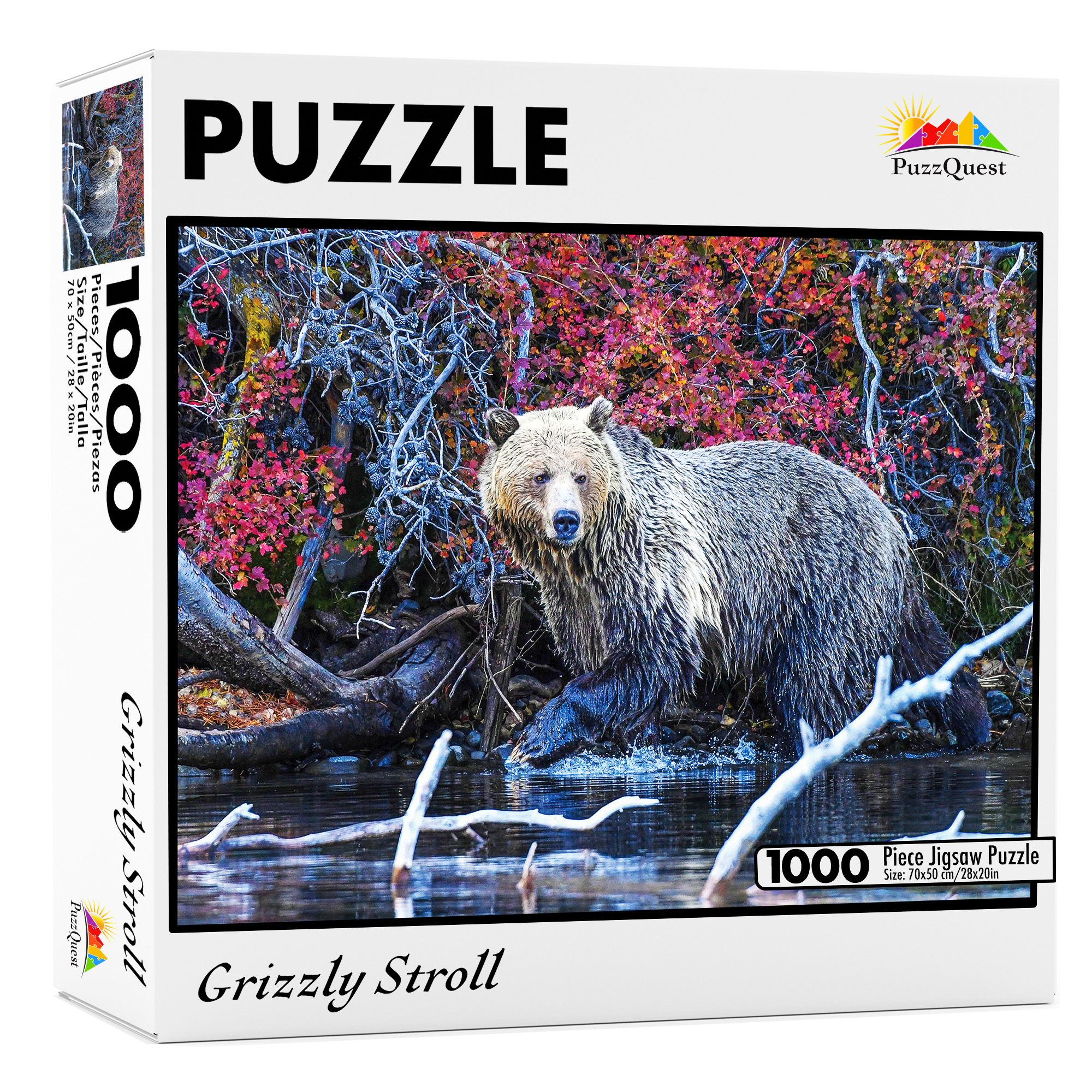 Grizzly Stroll 1000 Piece Fine Art Jigsaw Puzzle for Teens and Adults
