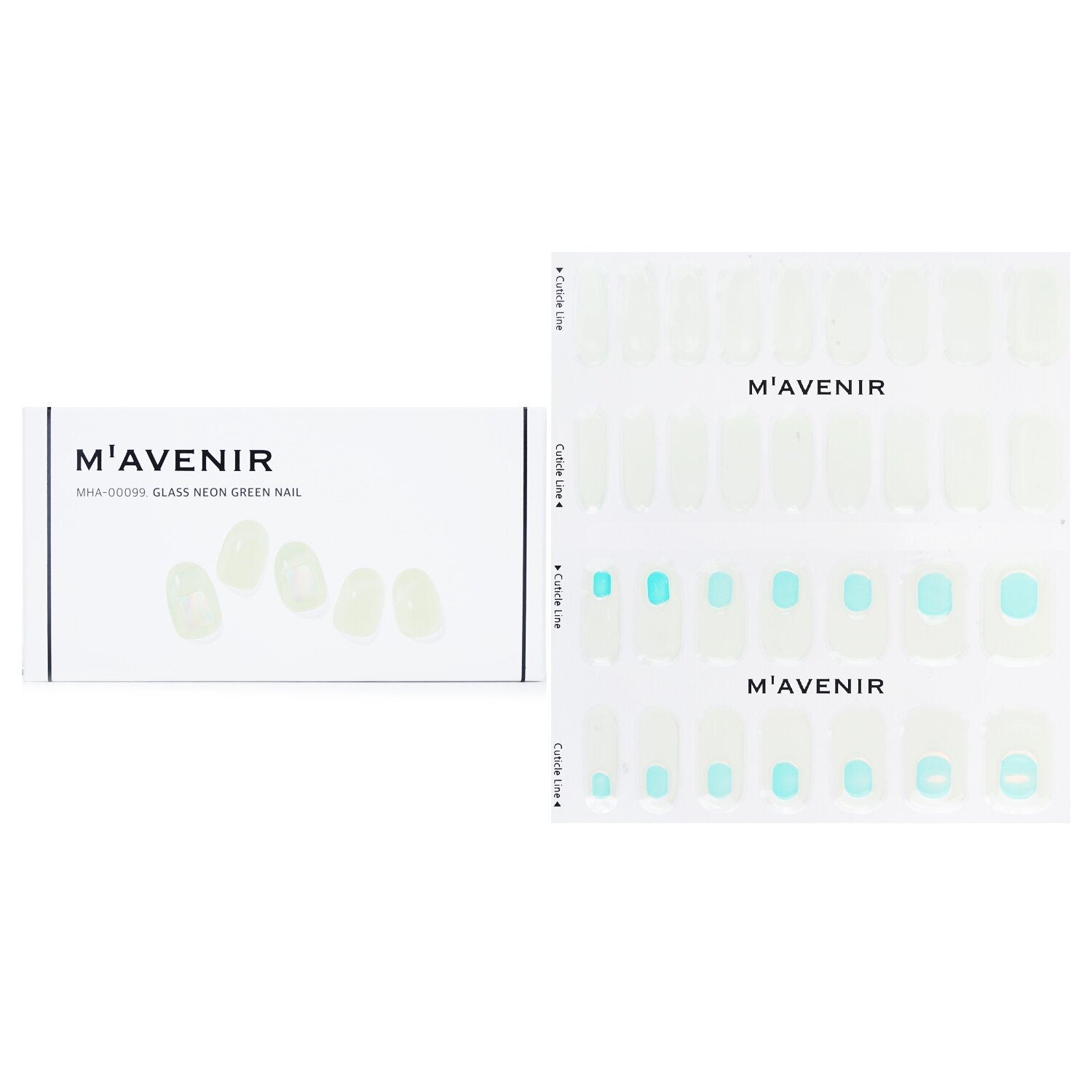 MAVENIR - Nail Sticker (Green) - # Glass Neon Green Nail MHA-00099 / 027047 32pcs