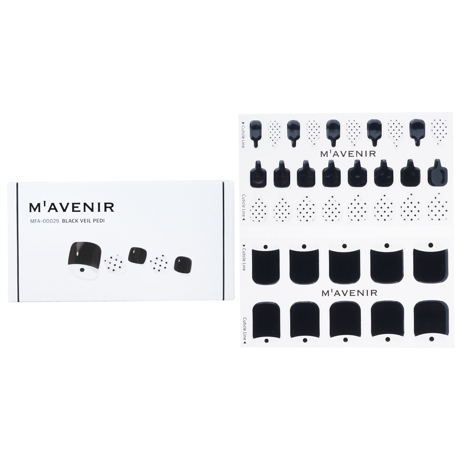MAVENIR - Nail Sticker (Black) - # Black Veil Pedi MFA-00029 / 027160 36pcs