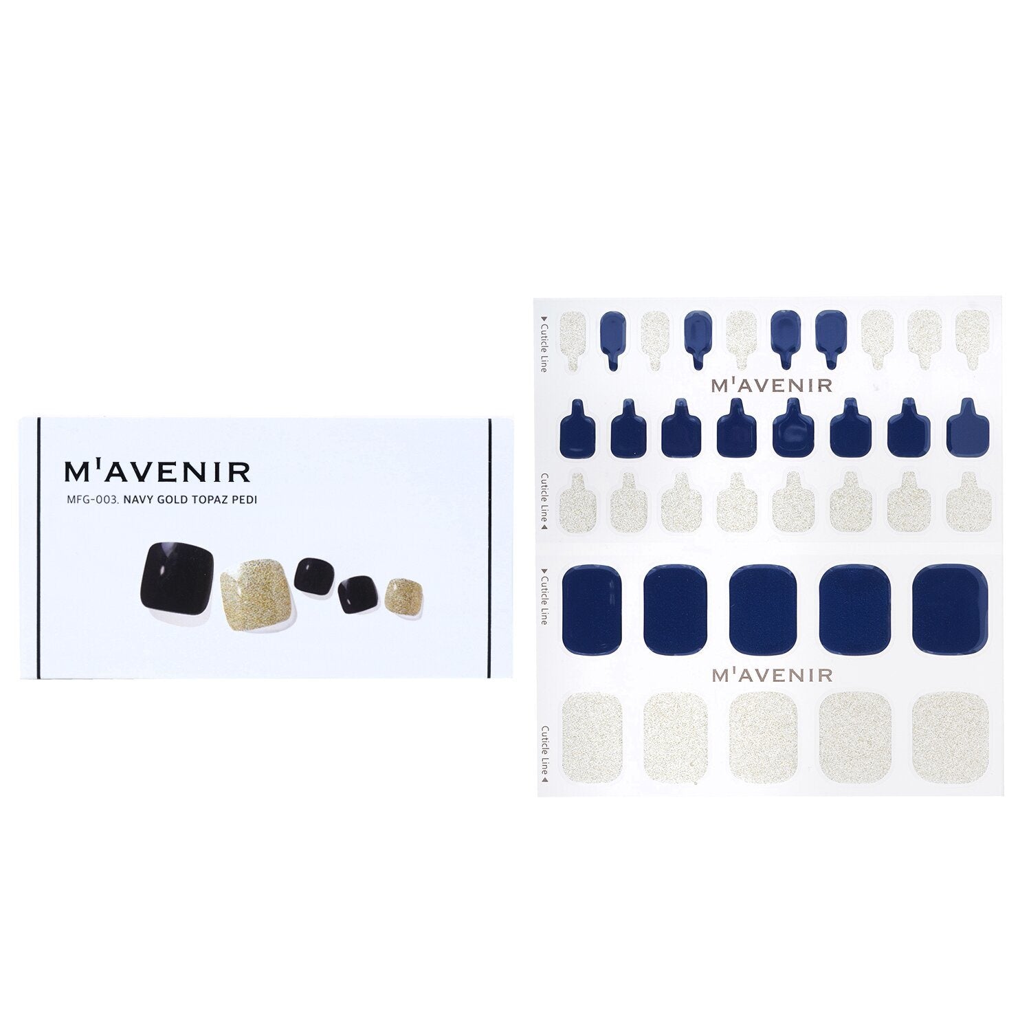 MAVENIR - Nail Sticker (Blue) - # Navy Gold Topaz Pedi MFG-003 / 020710 36pcs