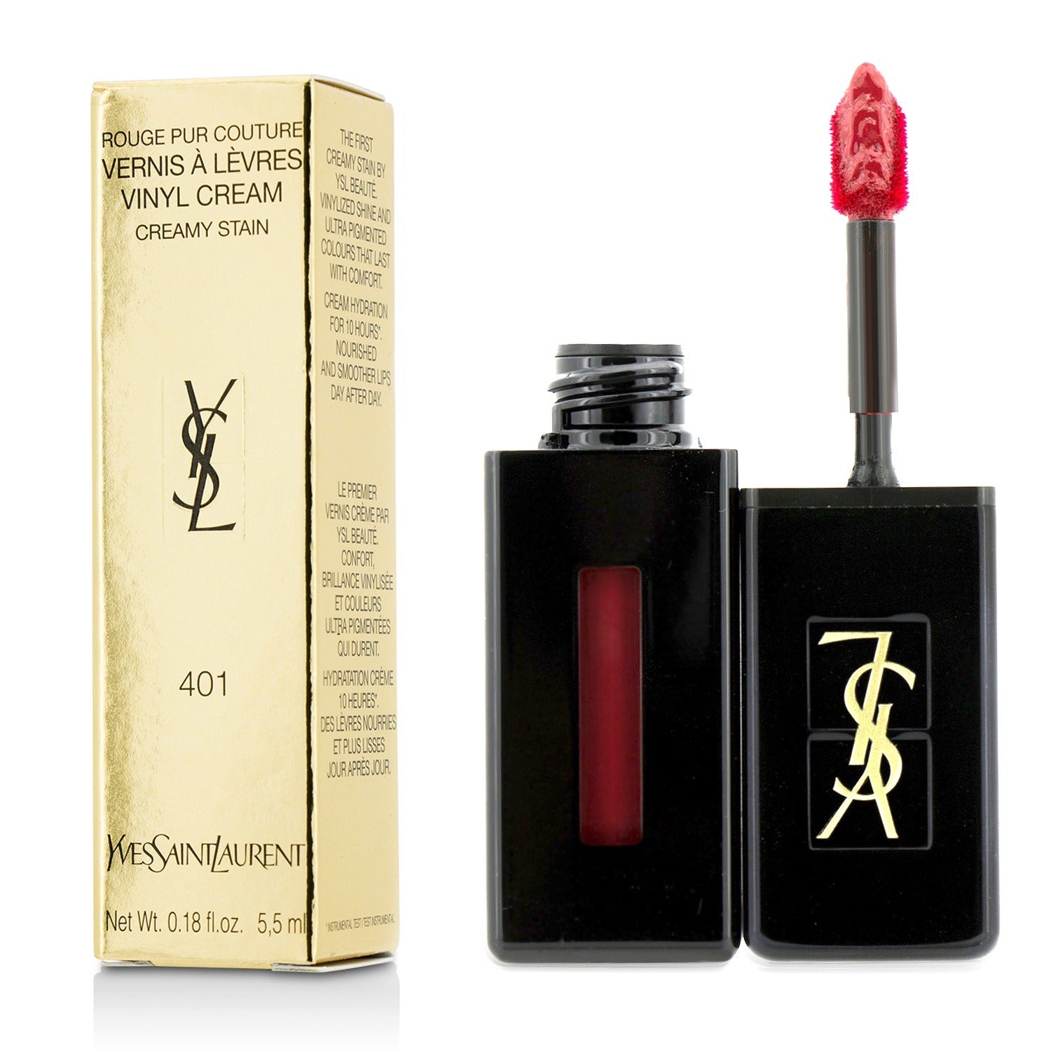 YVES SAINT LAURENT - Rouge Pur Couture Vernis A Levres Vinyl Cream Creamy Stain - # 401 Rouge Vinyle L9498000 5.5ml/0.18oz