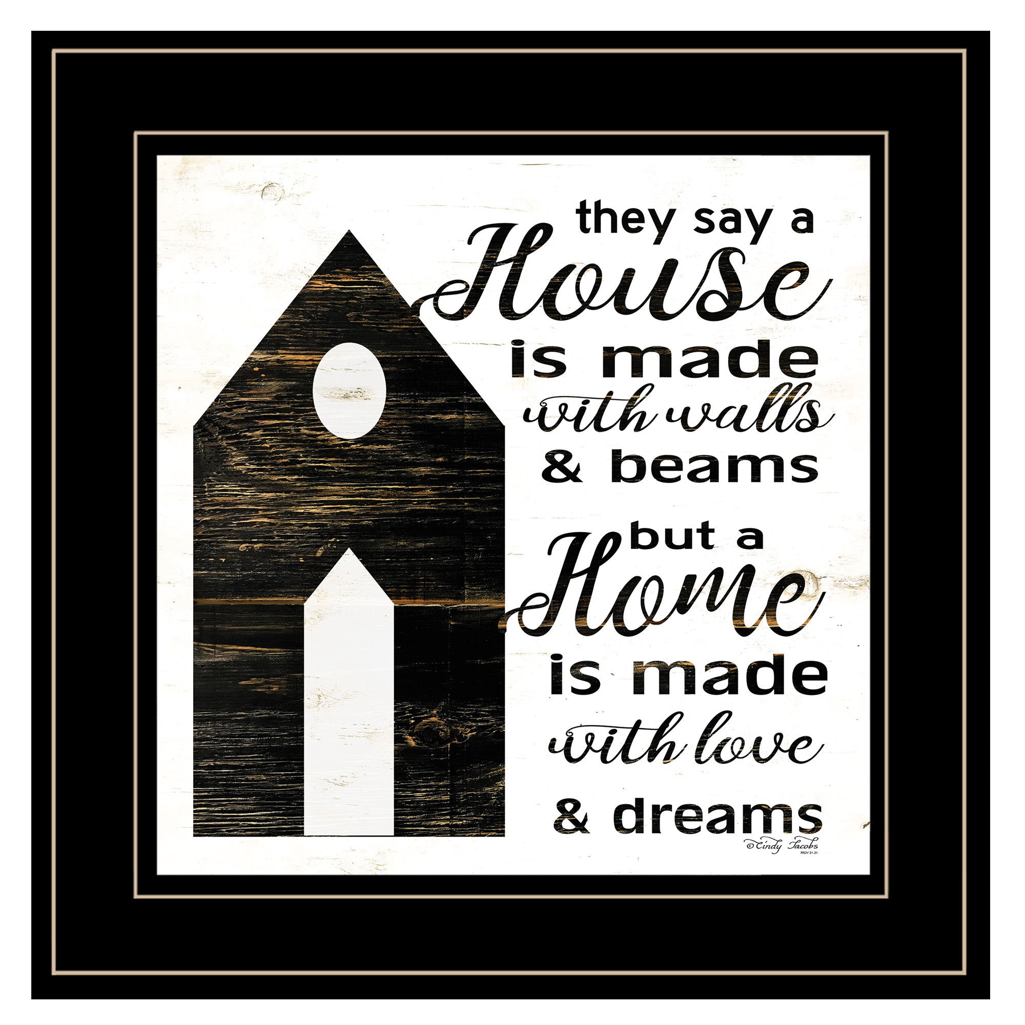 "A House" by Cindy Jacobs, Ready to Hang Framed Print, Black Frame - Rainbowbestdeals