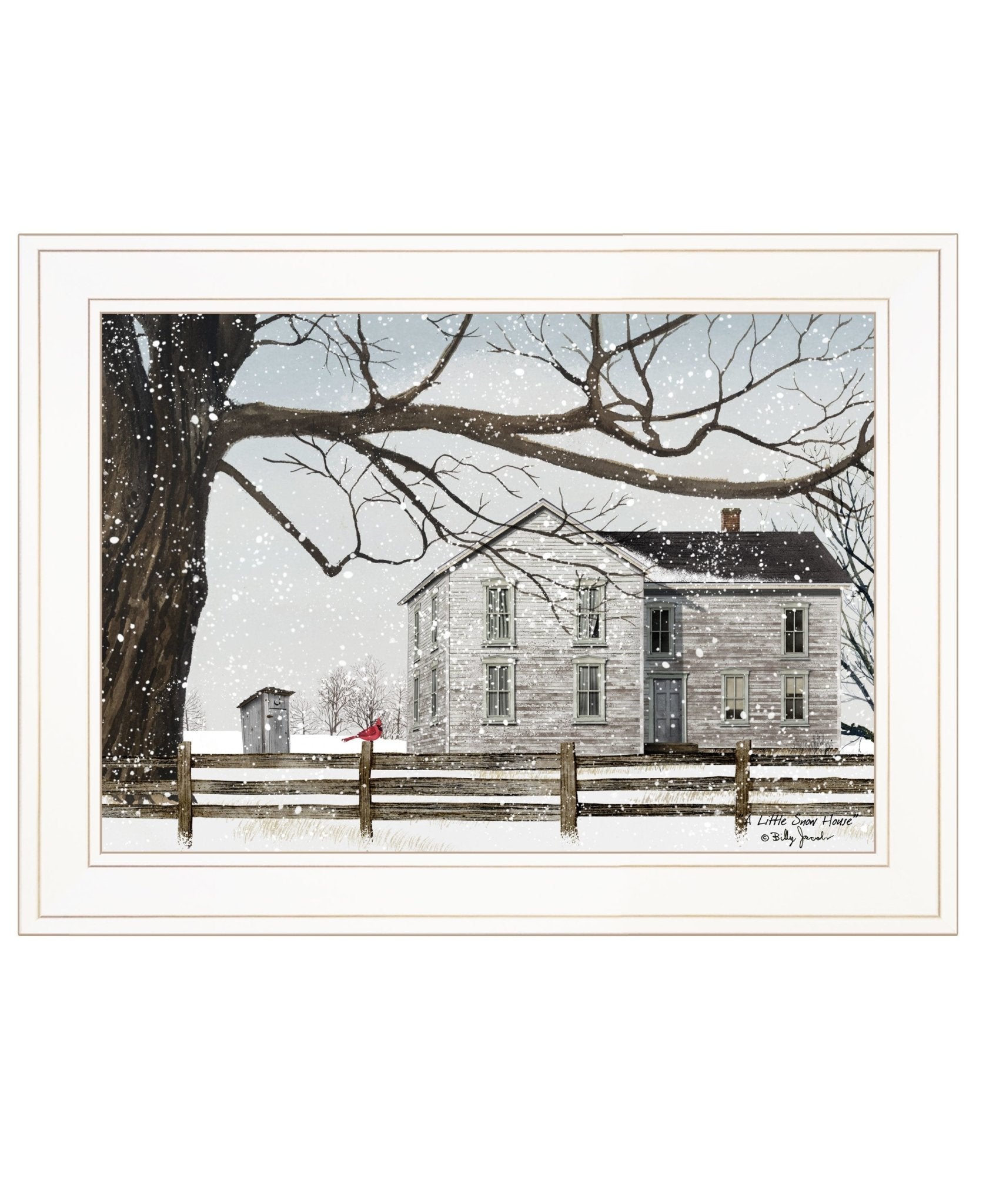 "A Little Snow House" by Billy Jacobs, Ready to Hang Framed Print, White Frame - Rainbowbestdeals