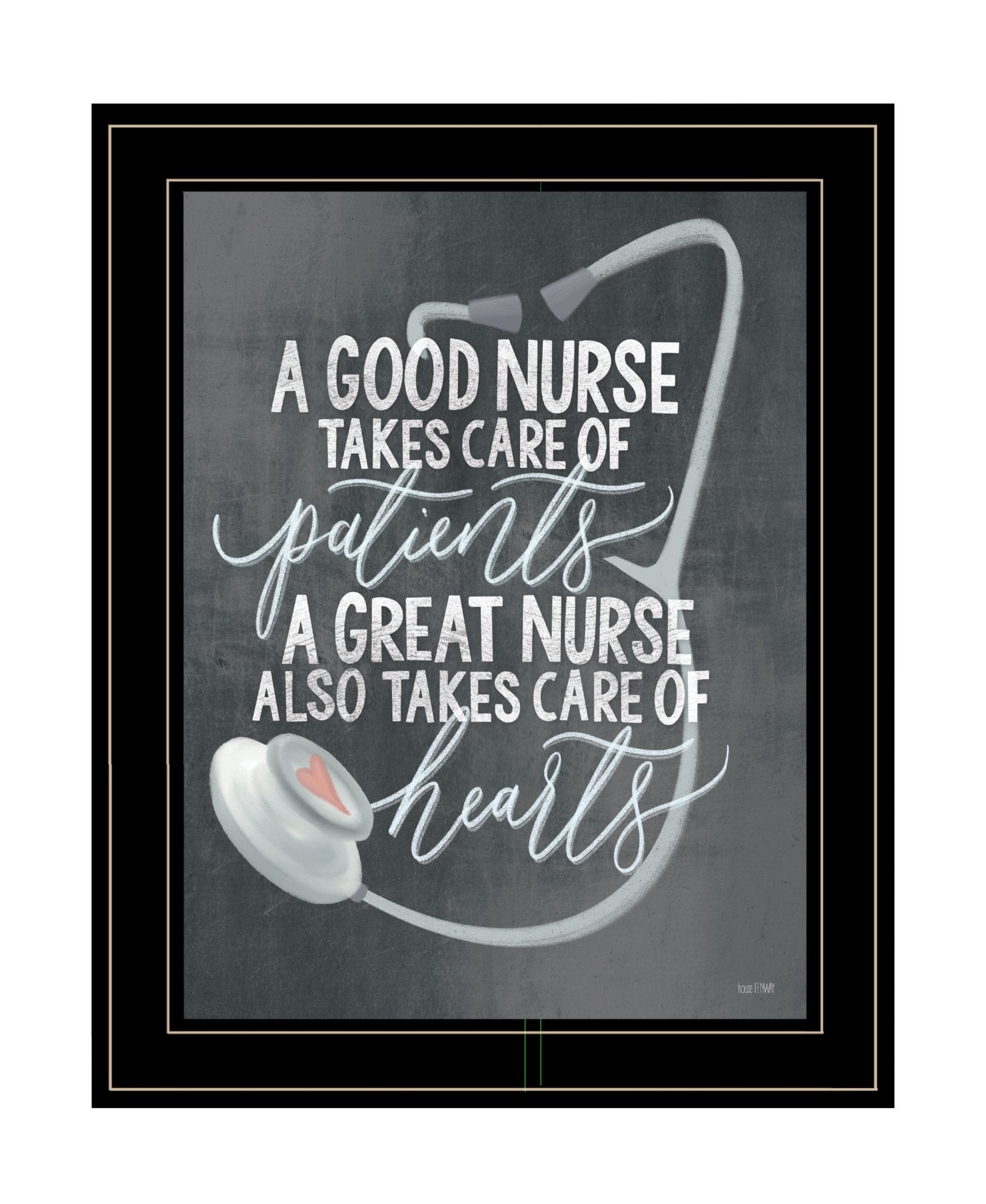 "A Nurse's Heart" by House Fenway, Ready to Hang Framed Print, Black Frame - Rainbowbestdeals