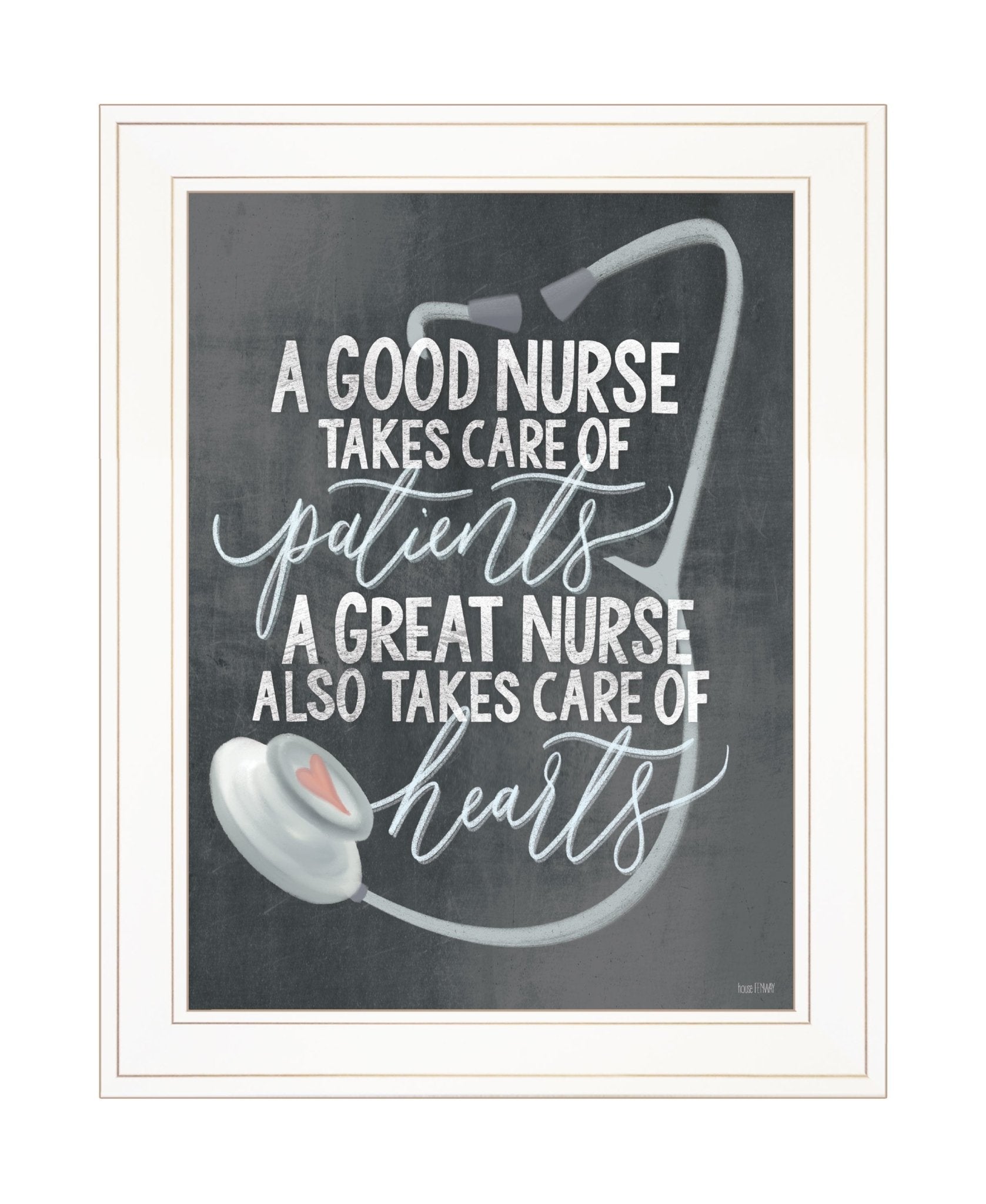 "A Nurse's Heart" by House Fenway, Ready to Hang Framed Print, White Frame - Rainbowbestdeals