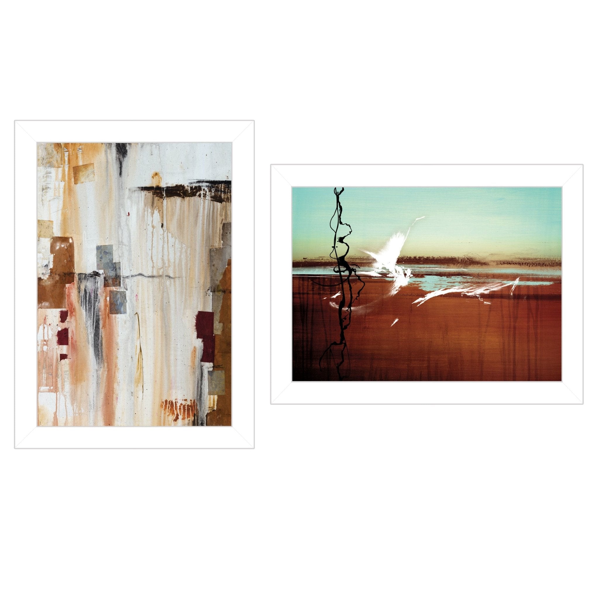 "Abstract Flight" 2 - Piece Vignette by Cloverfield & Co, White Frame - Rainbowbestdeals