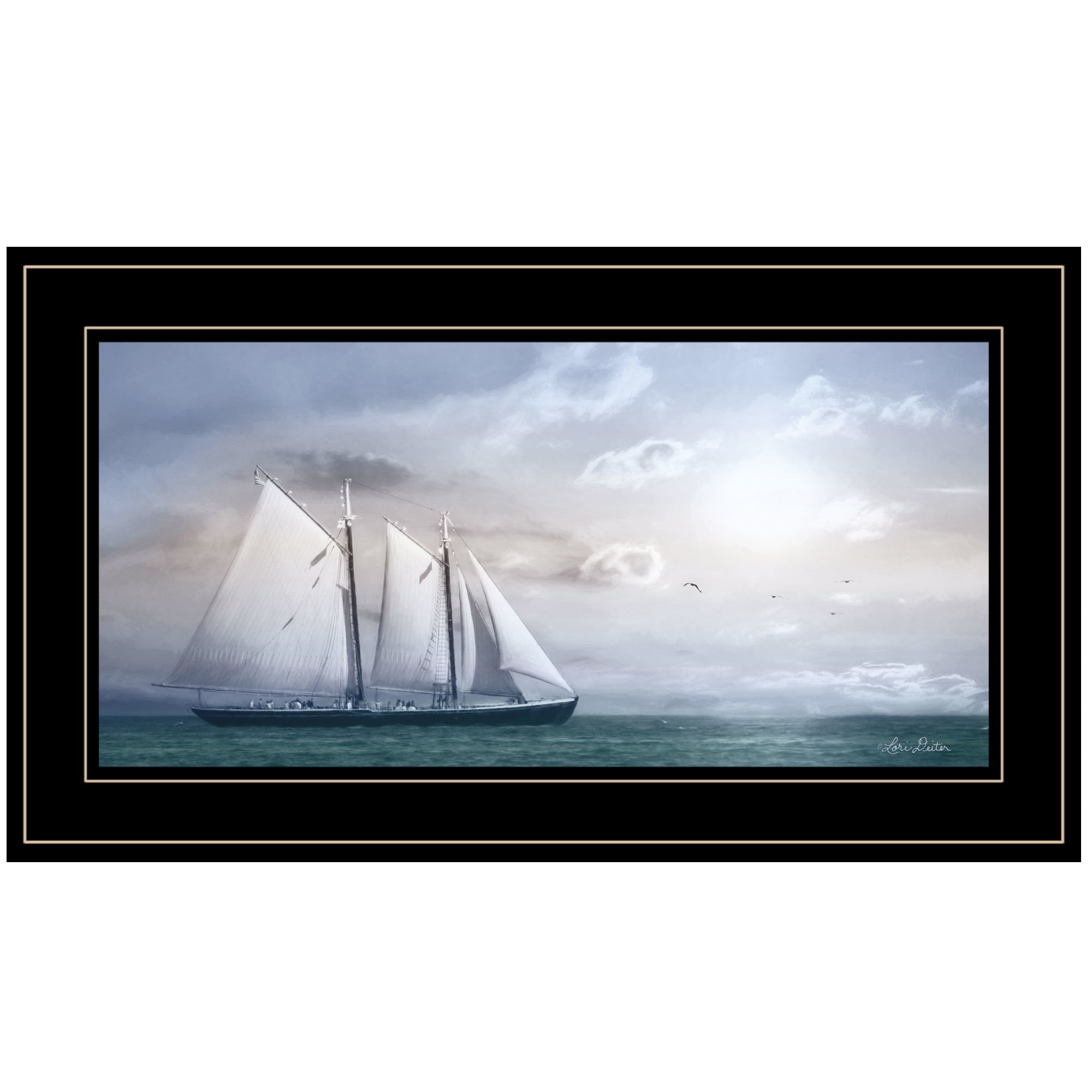 "Adventure on the Seas" by Lori Deiter, Ready to Hang Framed Print, Black Frame - Rainbowbestdeals