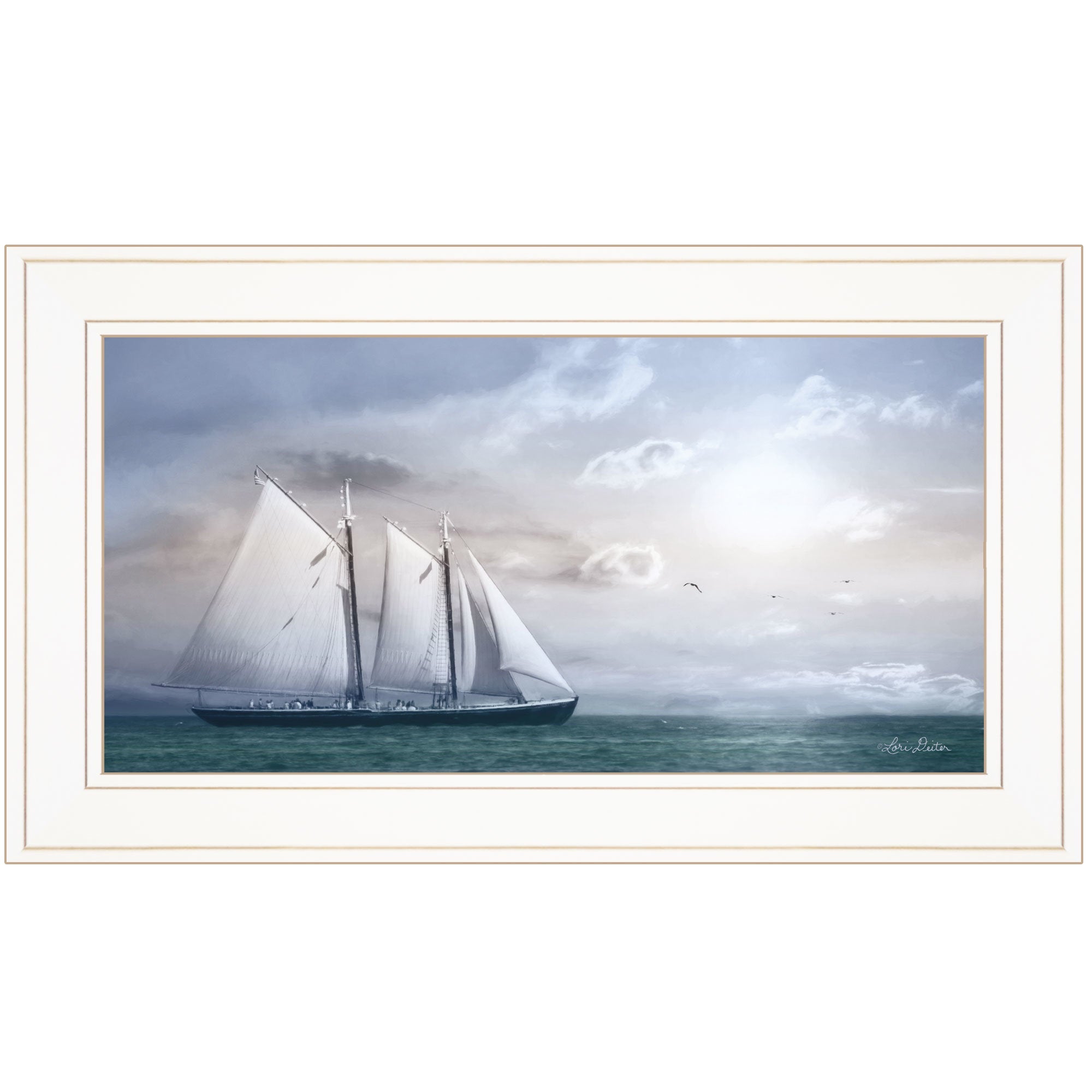 "Adventure on the Seas" by Lori Deiter, Ready to Hang Framed Print, White Frame - Rainbowbestdeals