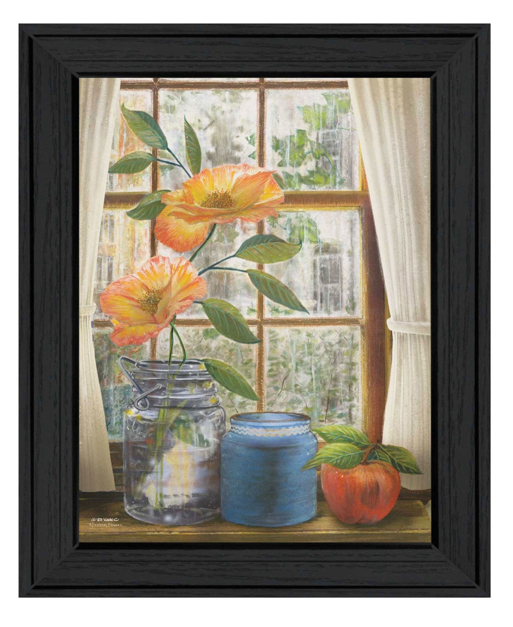 "Afternoon Flower" by Artisan Ed Wargo, Ready to Hang Framed Print, Black Frame - Rainbowbestdeals