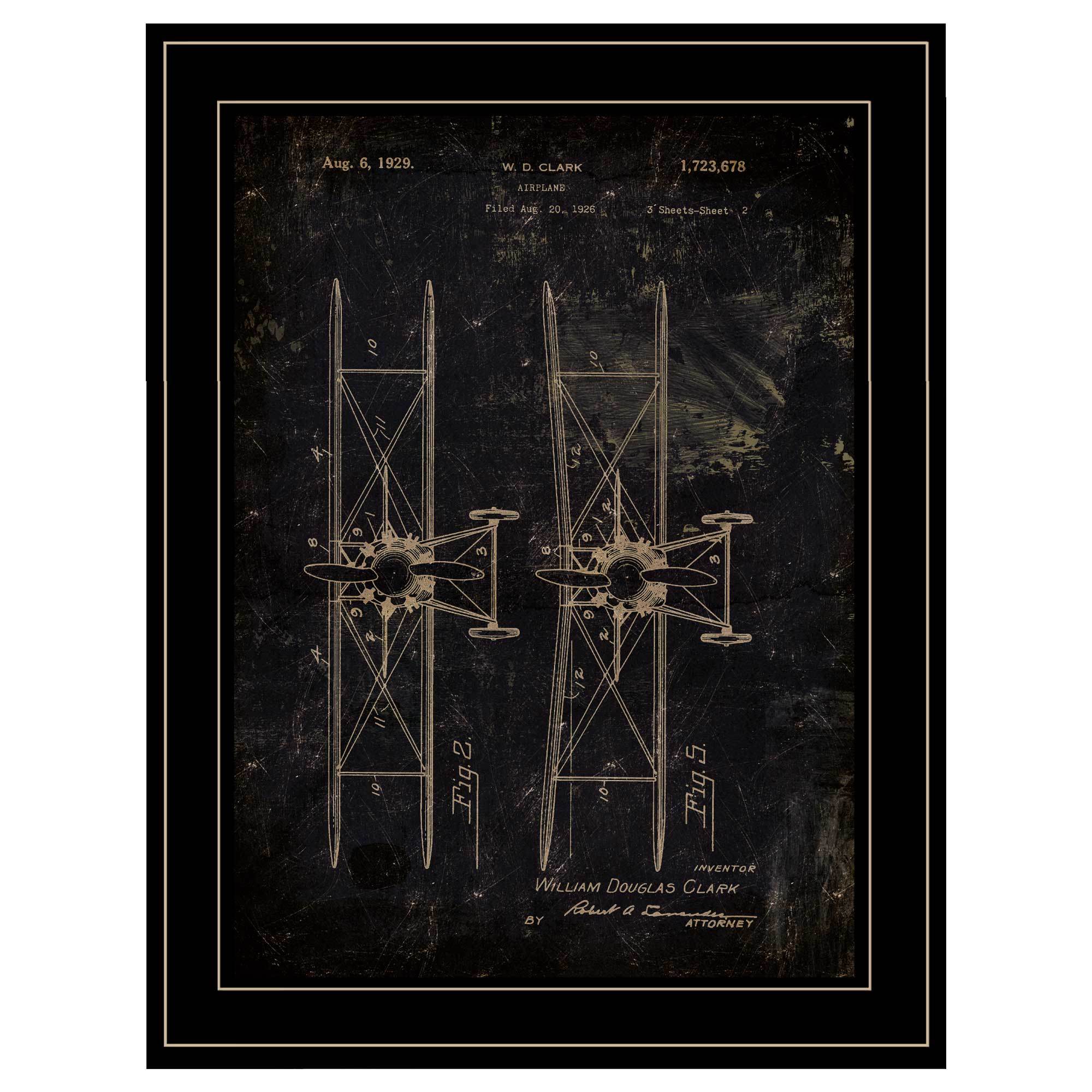 "Airplane Patent I" by Cloverfield & Co, Ready to Hang Framed Print, Black Frame - Rainbowbestdeals