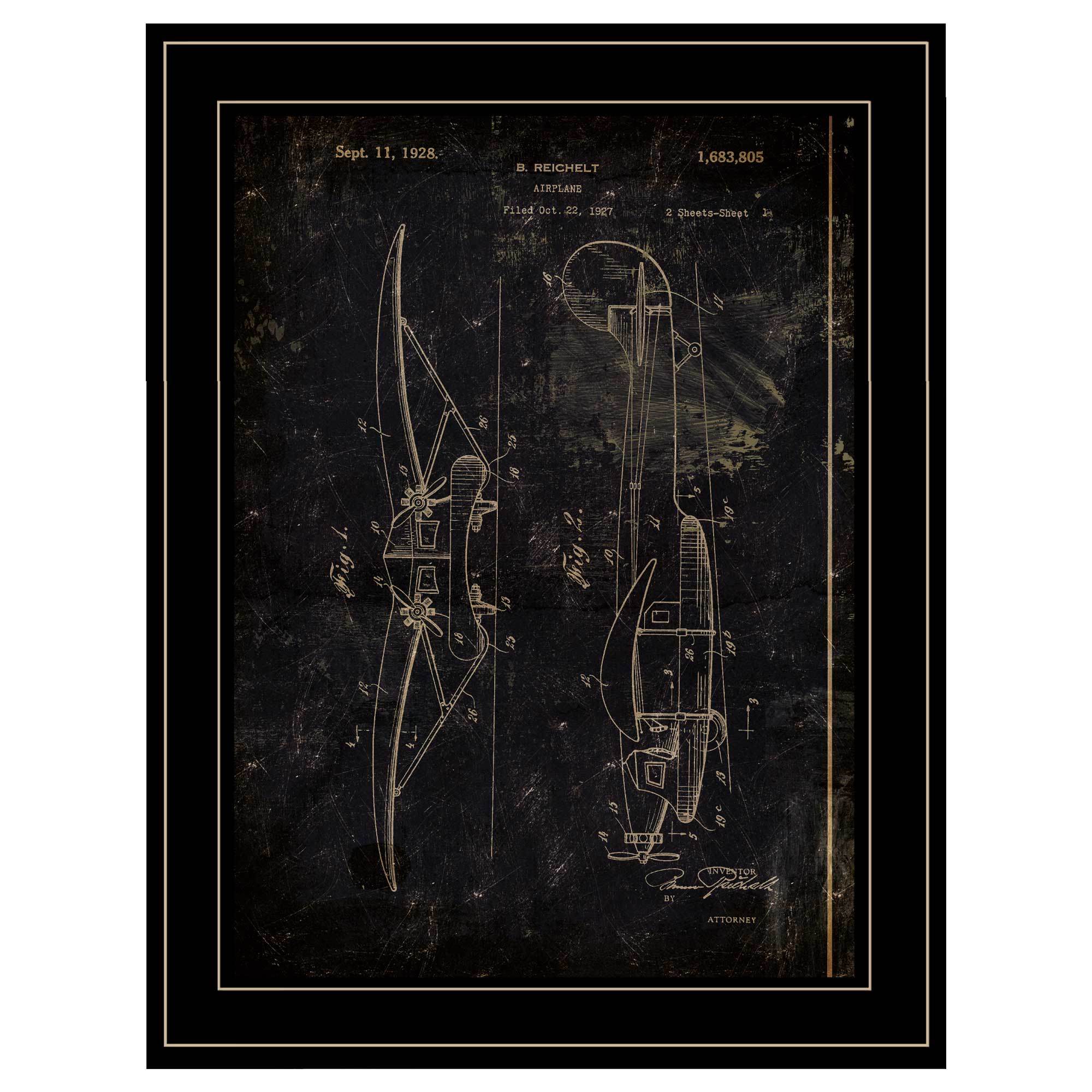 "Airplane Patent II" by Cloverfield & Co, Ready to Hang Framed Print, Black Frame - Rainbowbestdeals