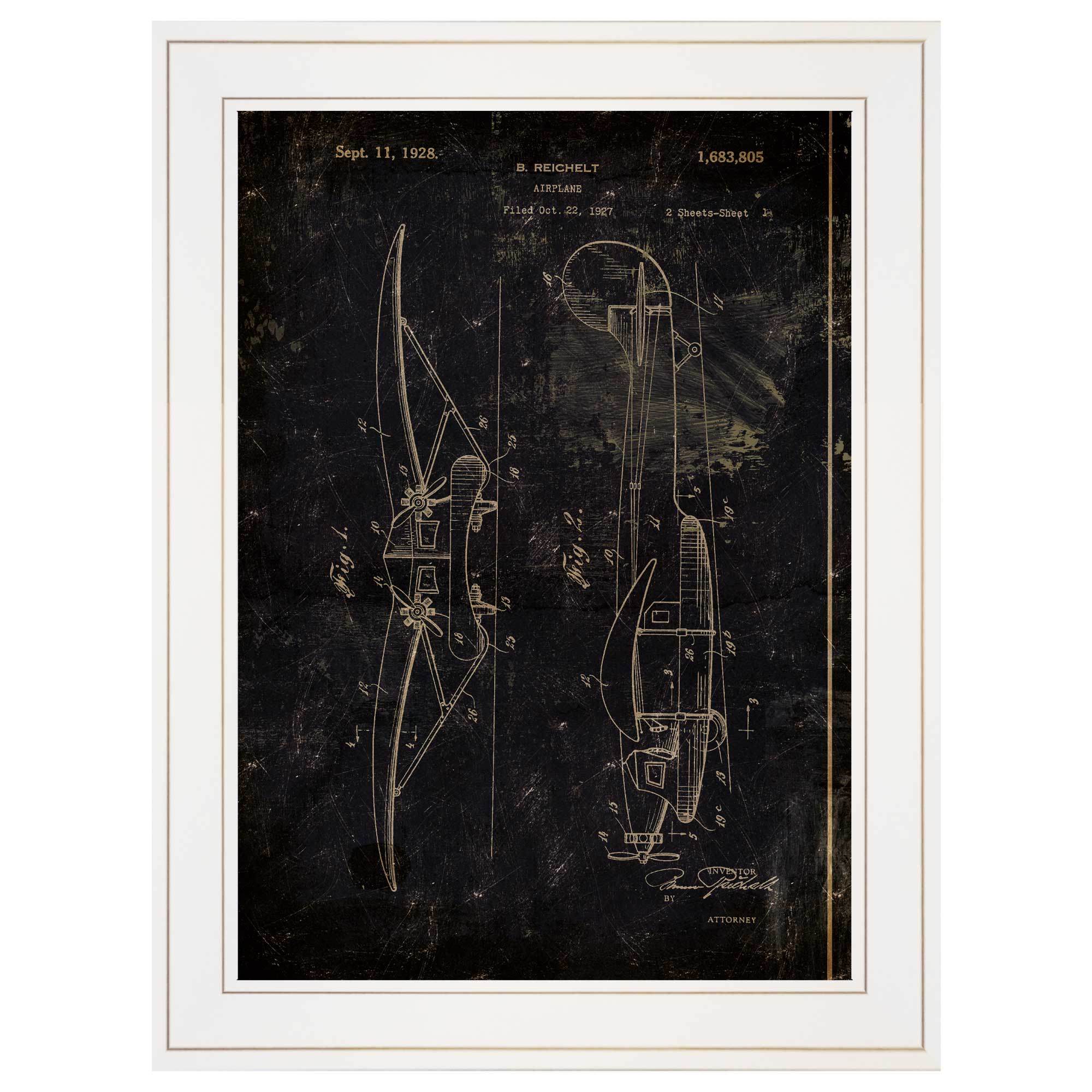 "Airplane Patent II" by Cloverfield & Co, Ready to Hang Framed Print, White Frame - Rainbowbestdeals