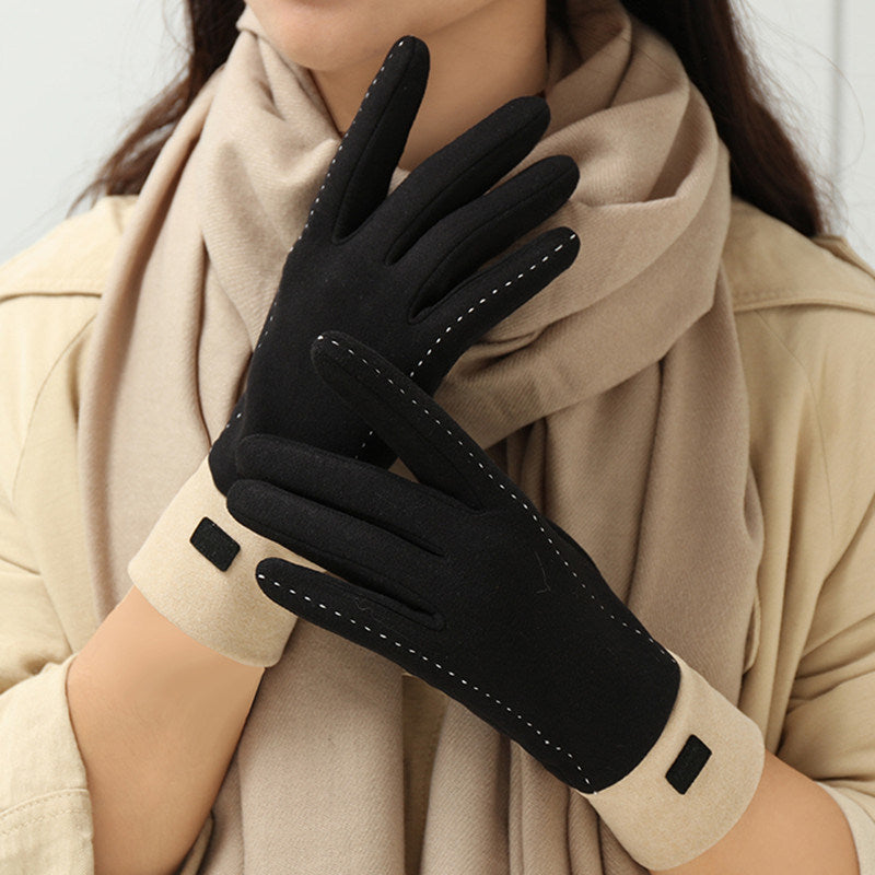 Winter Fleece Cold And Windproof Warm De Velvet Finger-pointing Gloves