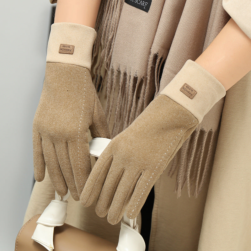 Winter Fleece Cold And Windproof Warm De Velvet Finger-pointing Gloves