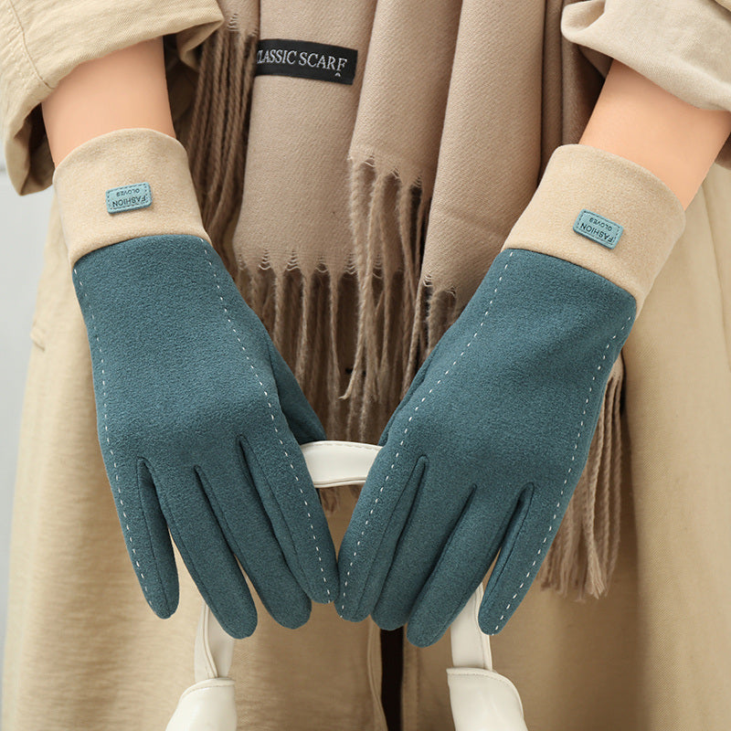 Winter Fleece Cold And Windproof Warm De Velvet Finger-pointing Gloves