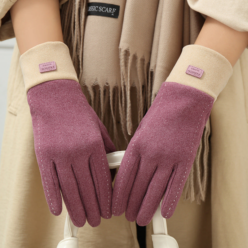 Winter Fleece Cold And Windproof Warm De Velvet Finger-pointing Gloves