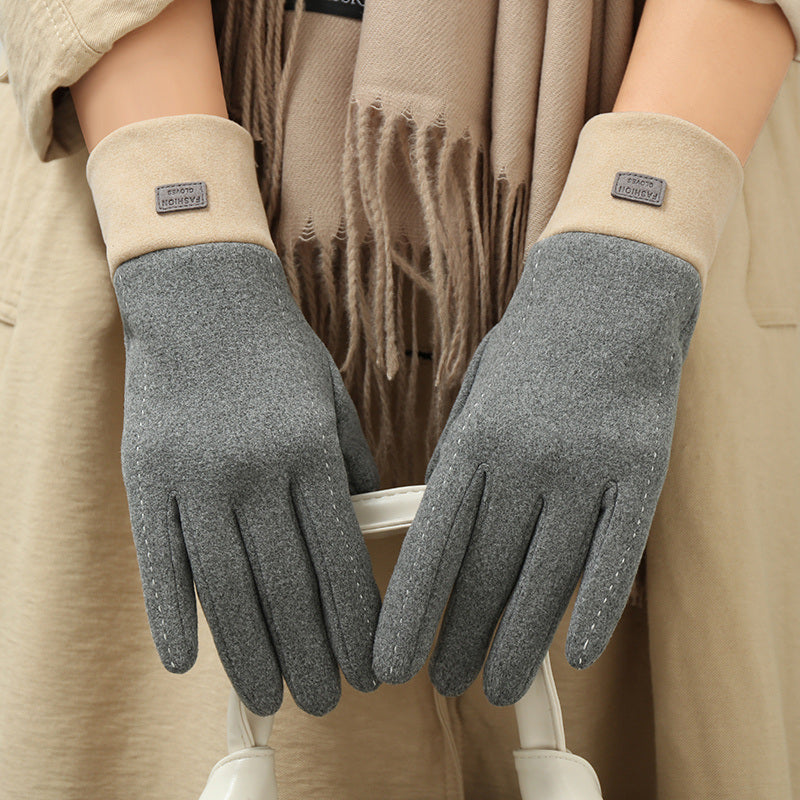 Winter Fleece Cold And Windproof Warm De Velvet Finger-pointing Gloves