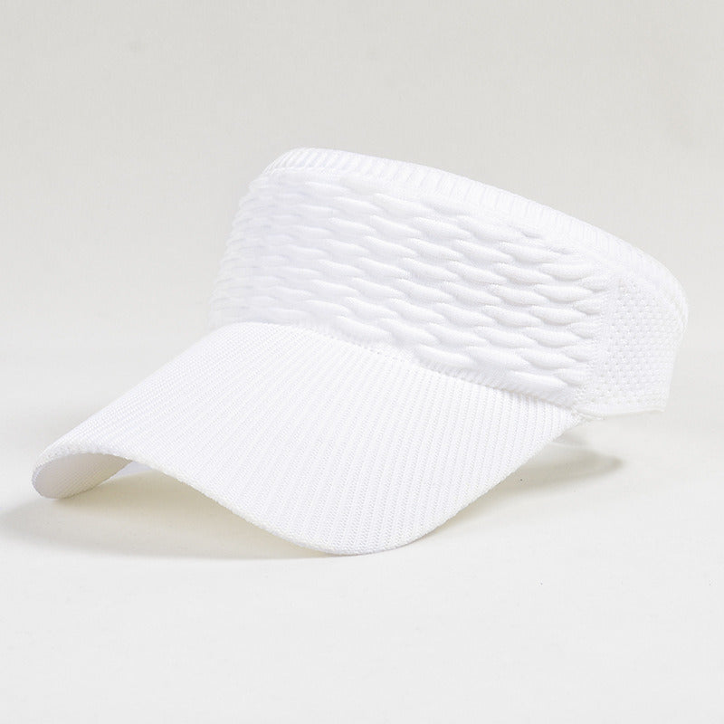 Outdoor Sports Sun Visor Cap; Long Brim Textured Breathable Hollow Out Peaked Cap Topless Sun Ponytail Hat